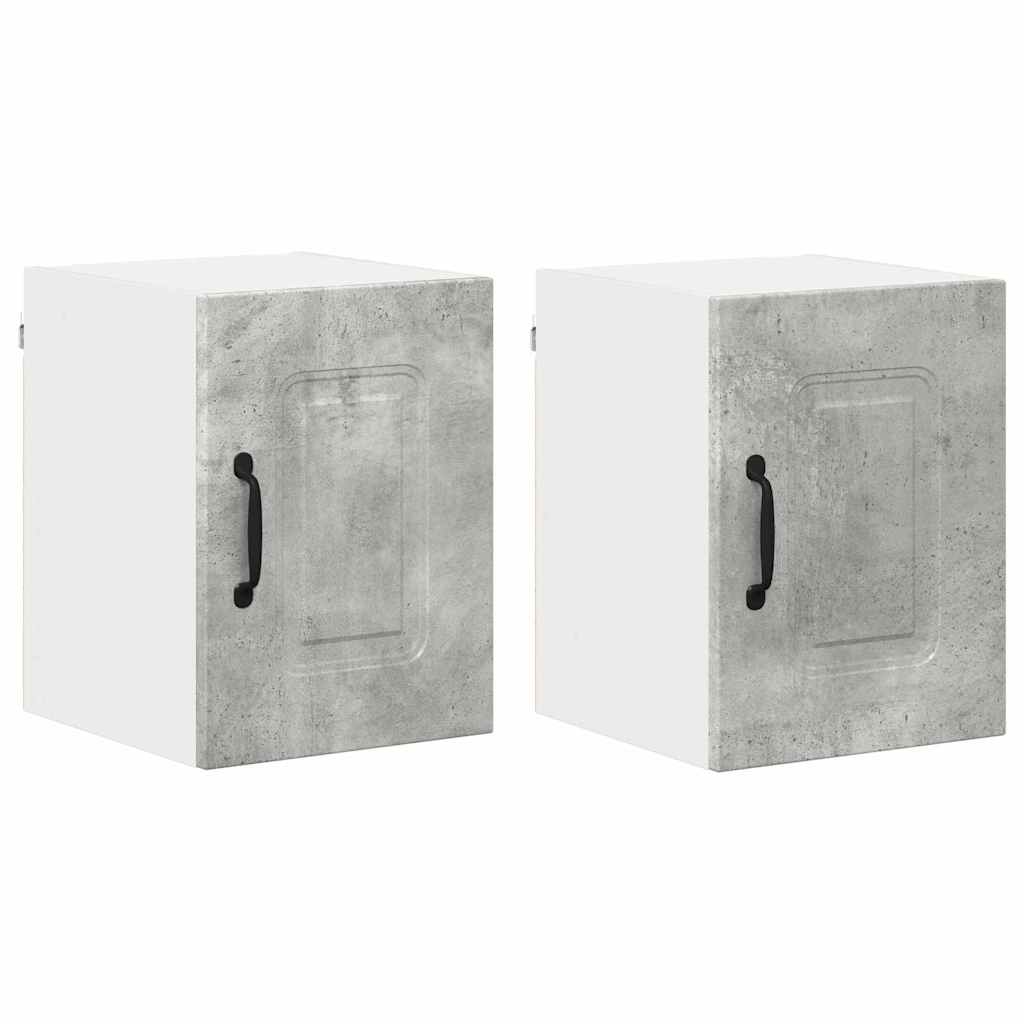 Küchenhängeschrank mit Regal 2 pcs Beton Grau 30 x 31 x 40 cm