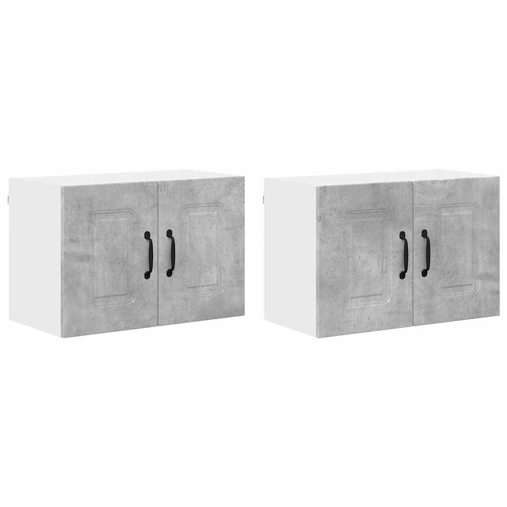 Küchenhängeschrank mit Regal 2 pcs Beton Grau 60 x 31 x 40 cm
