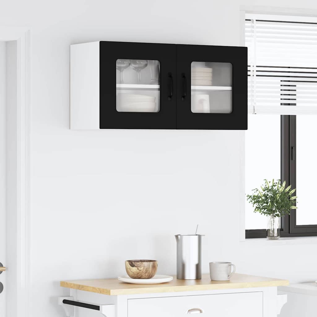 Küchenwandschrank mit Tür Schwarz 80 x 31 x 40 cm Holzwerkstoff