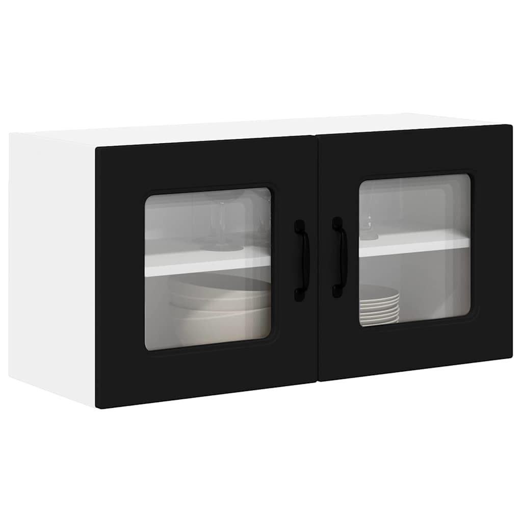 Küchenwandschrank mit Tür Schwarz 80 x 31 x 40 cm Holzwerkstoff