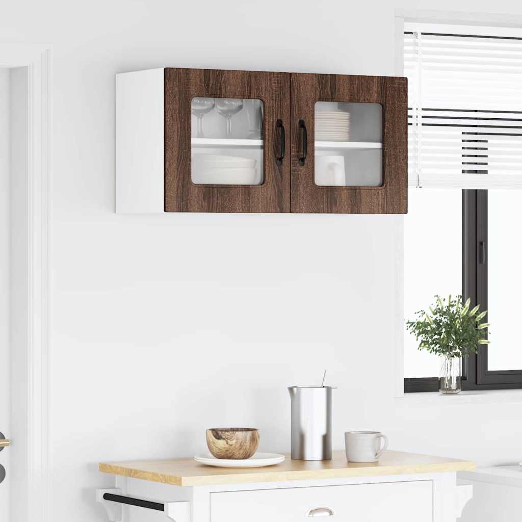 Küchenhängeschrank mit Regal Braun Eichen-Optik 80 x 31 x 40 cm