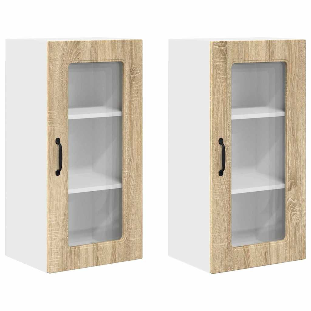 Küchenhängeschrank mit Regal 2 pcs Sonoma-Eiche 40 x 31 x 80 cm