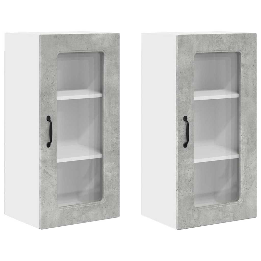 Küchenhängeschrank mit Regal 2 pcs Beton Grau 40 x 31 x 80 cm