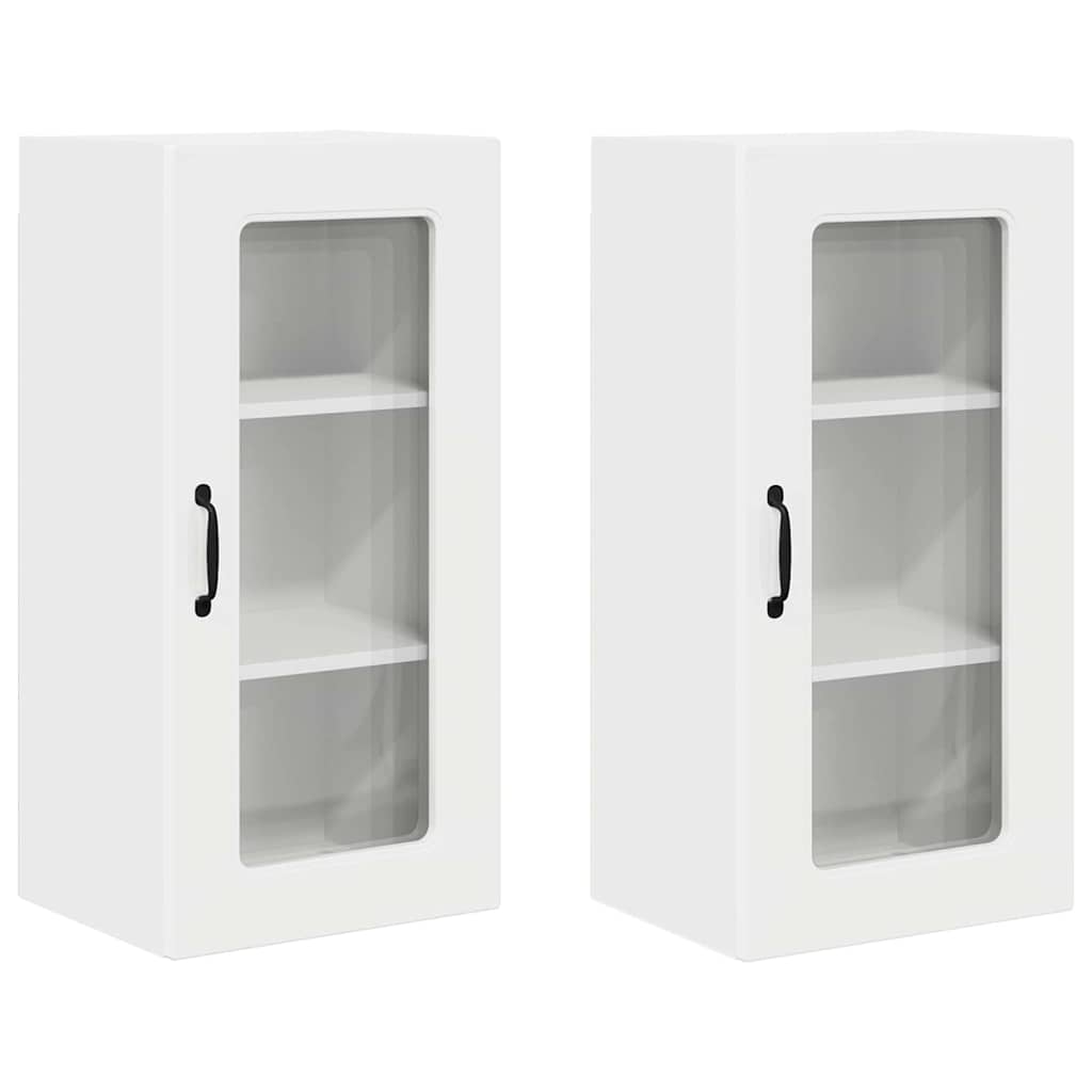 Küchenwandschrank mit Tür 2 pcs Hochglanz Weiß 40 x 31 x 80 cm