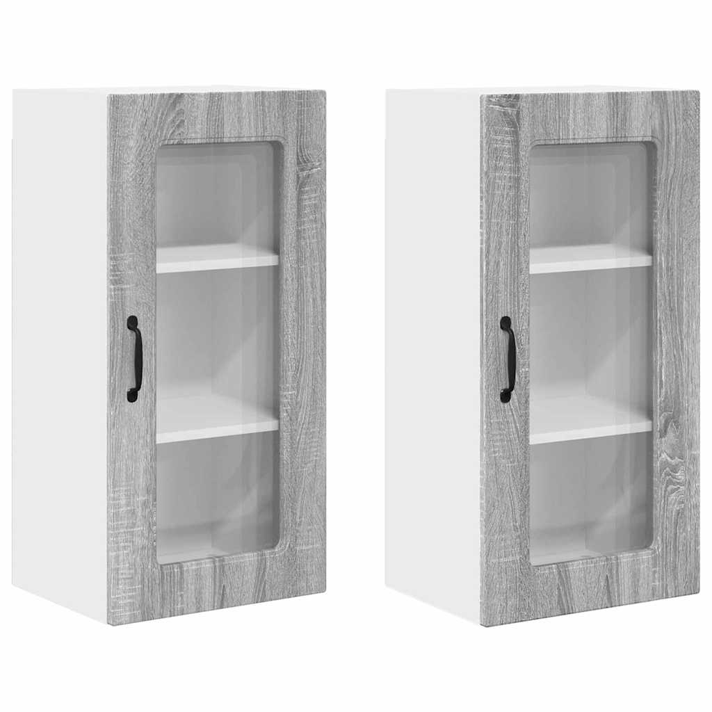 Küchenwandschrank mit Regal 2 pcs Graues Sonoma 40 x 31 x 80 cm