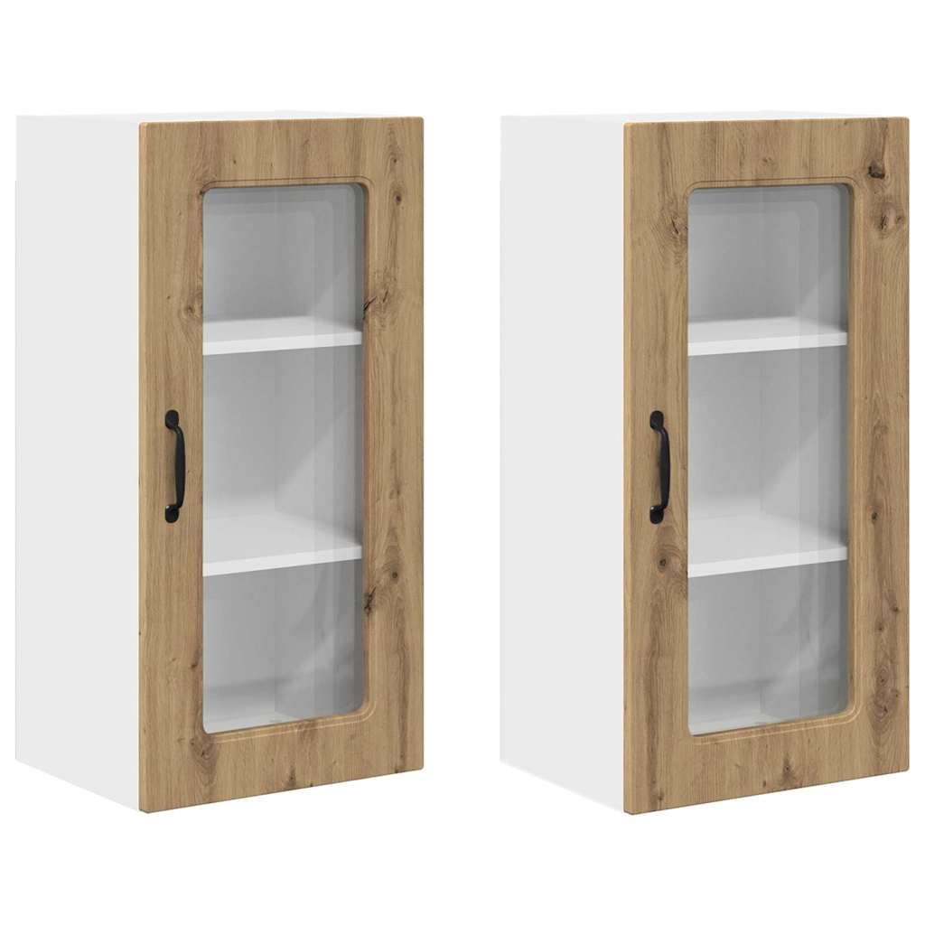 Küchenwandschrank mit Regal 2 pcs Artisan-Eiche 40 x 31 x 80 cm