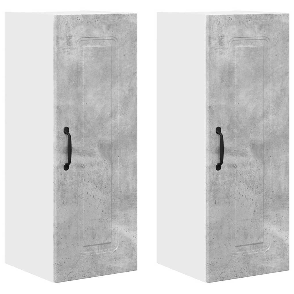Küchenhängeschrank mit Regal 2 pcs Beton Grau 30 x 31 x 80 cm