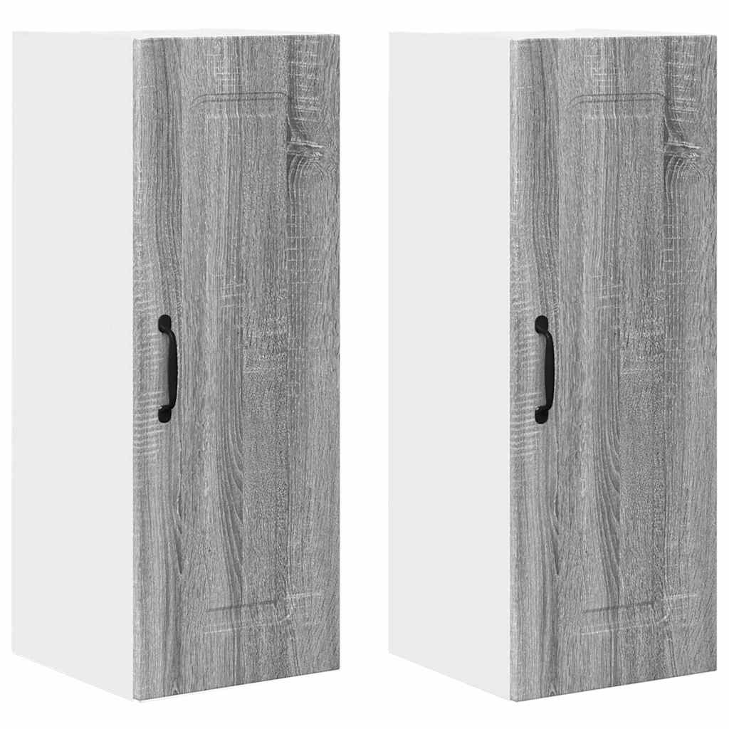 Küchenwandschrank mit Regal 2 pcs Graues Sonoma 30 x 31 x 80 cm