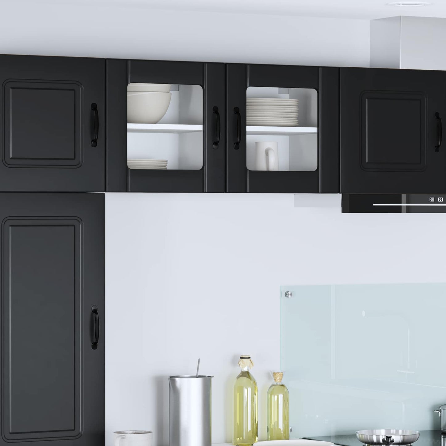 Wandglas-Schrank LUCCA 2 stk. Schwarz Holzwerkstoff
