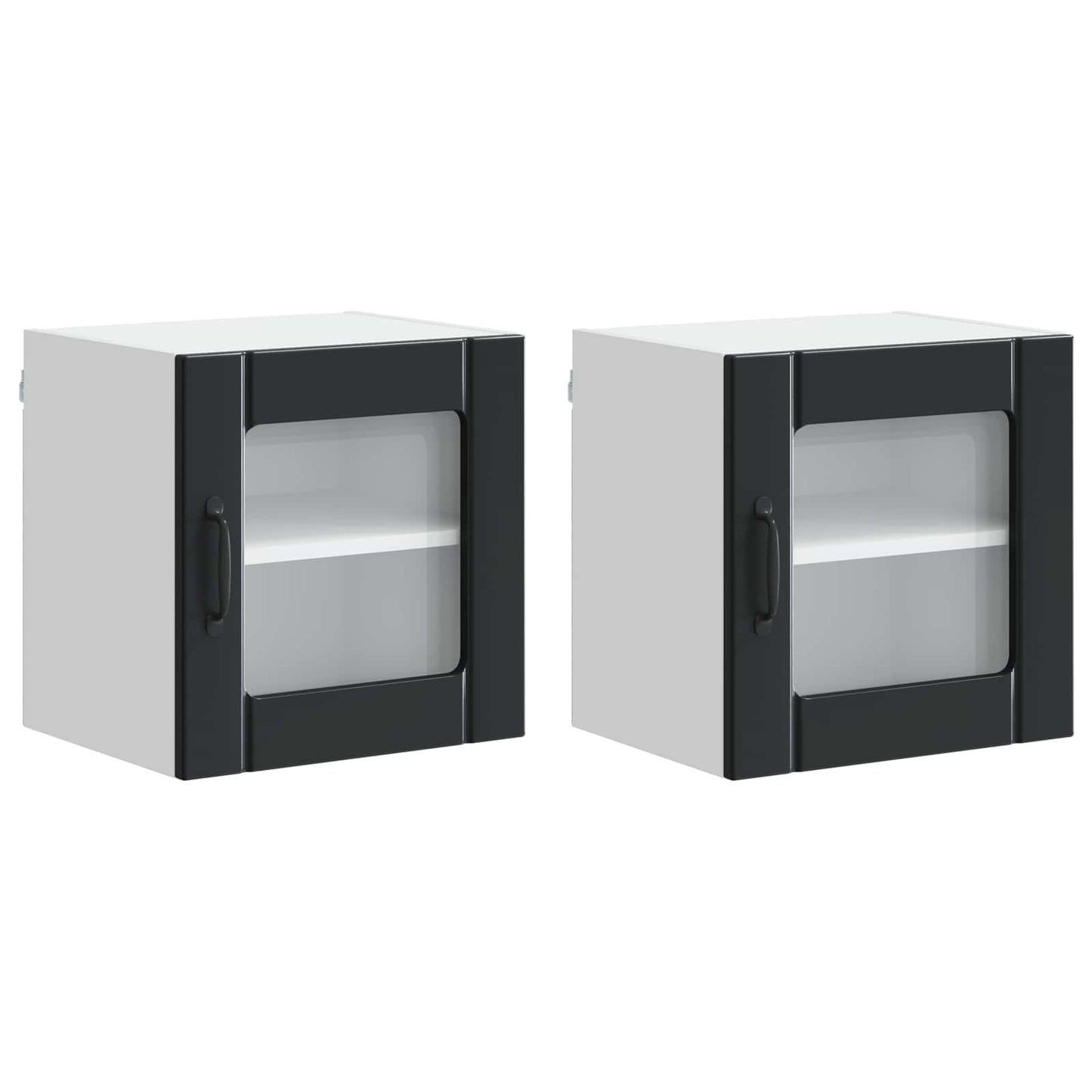 Wandglas-Schrank LUCCA 2 stk. Schwarz Holzwerkstoff