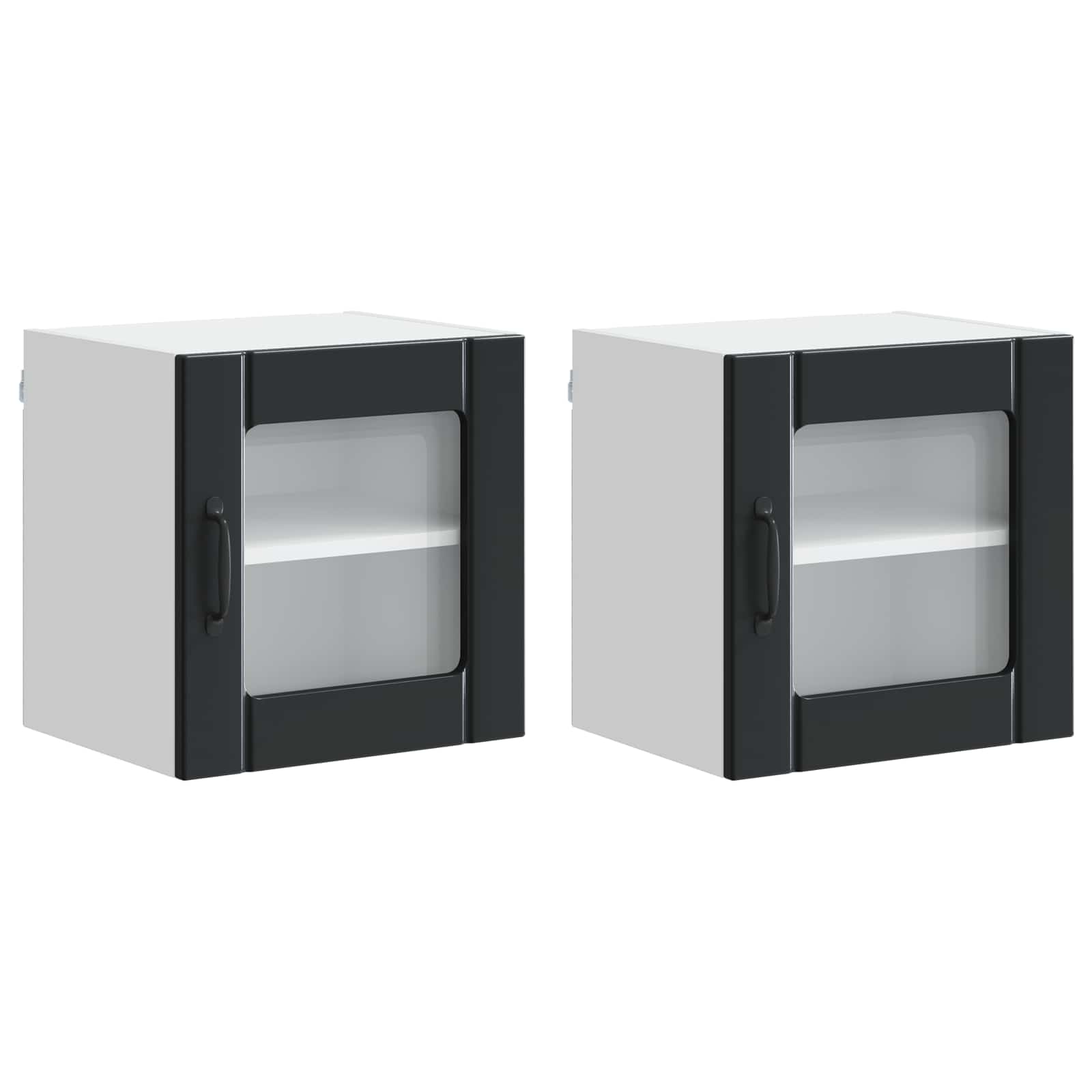 Wandglas-Schrank LUCCA 2 stk. Schwarz Holzwerkstoff