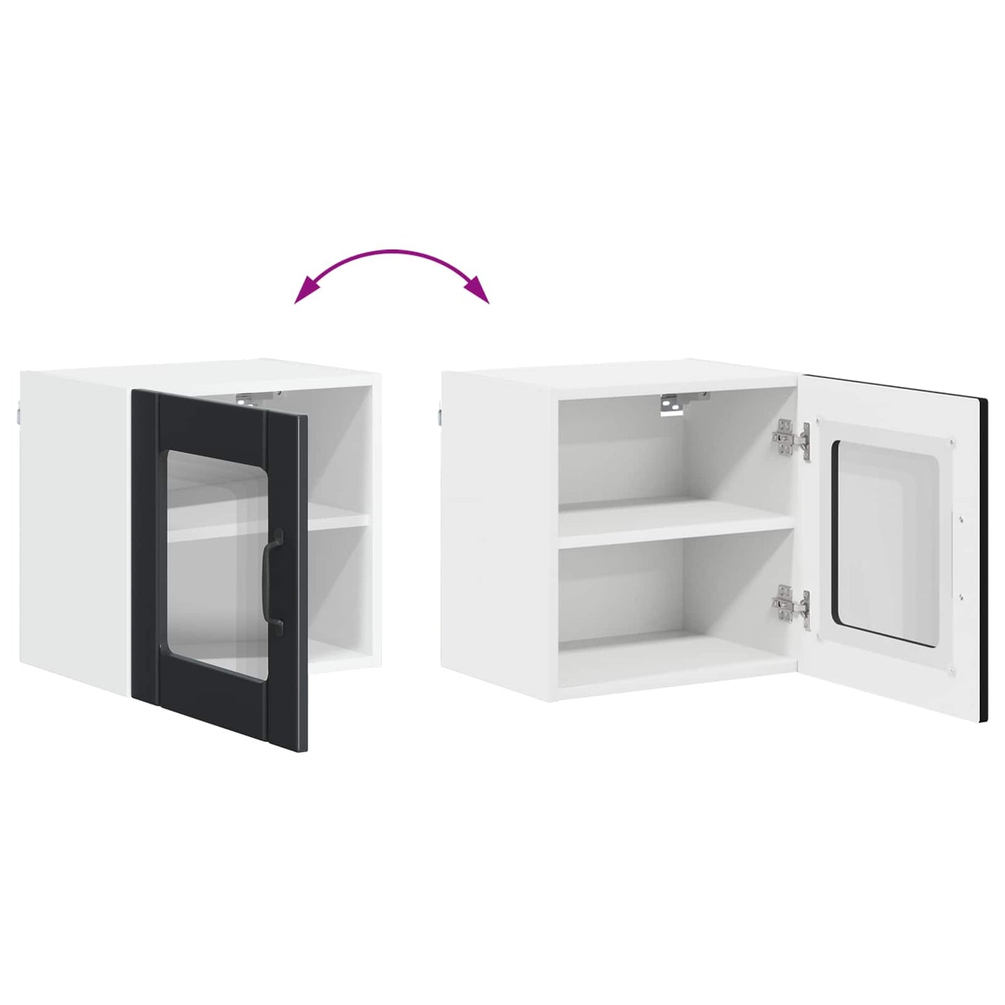 Wandglas-Schrank LUCCA 2 stk. Schwarz Holzwerkstoff