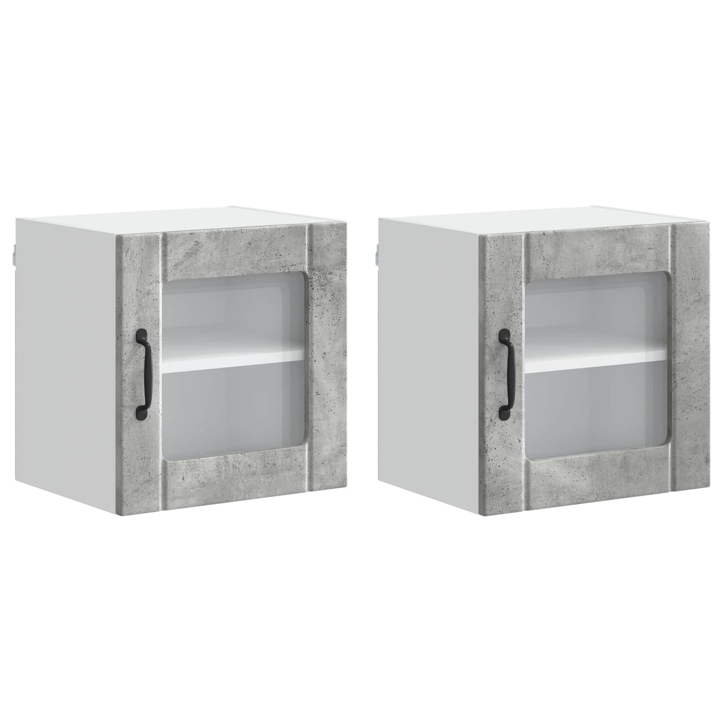 Wandglas-Schrank LUCCA 2 stk. Betongrau Holzwerkstoff
