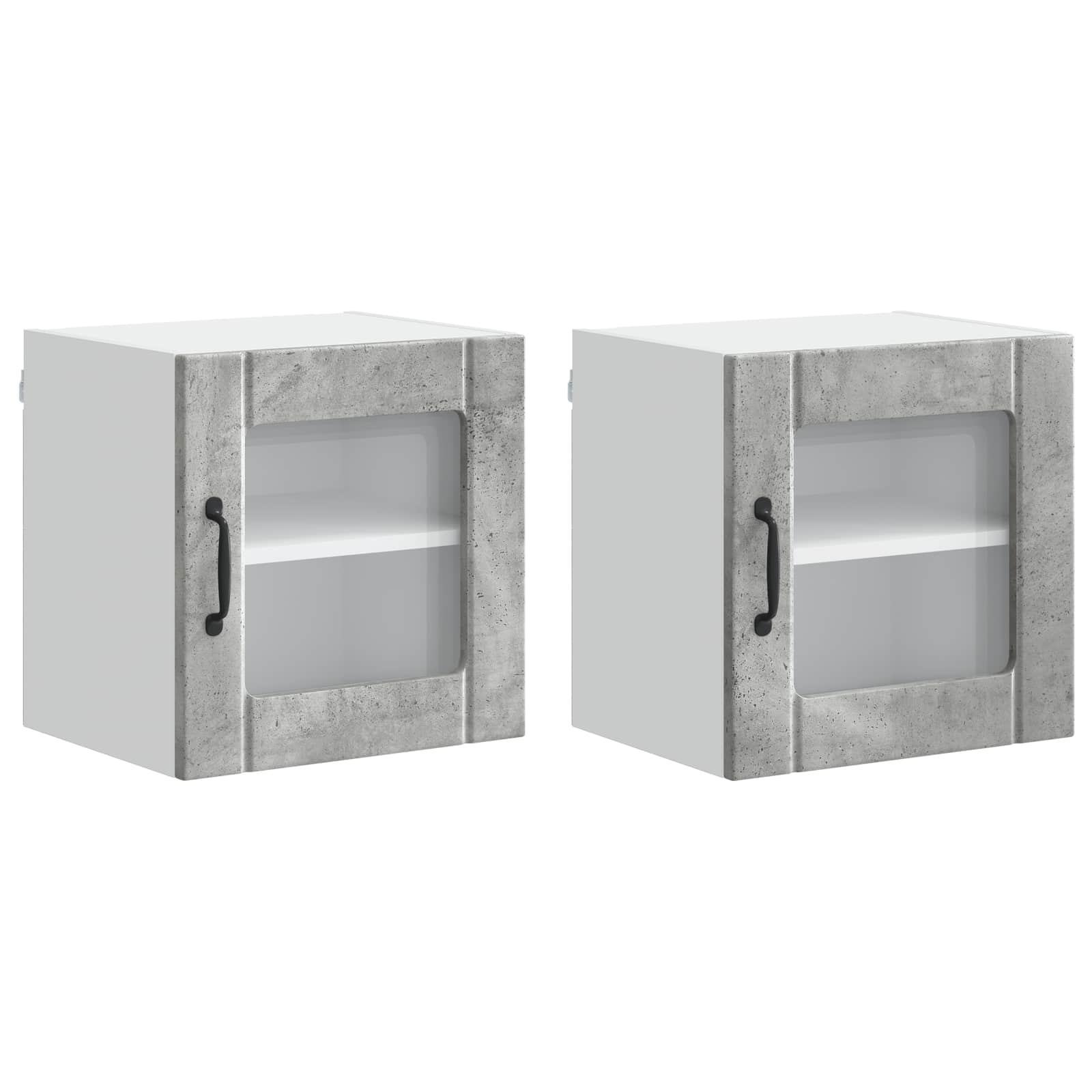 Wandglas-Schrank LUCCA 2 stk. Betongrau Holzwerkstoff