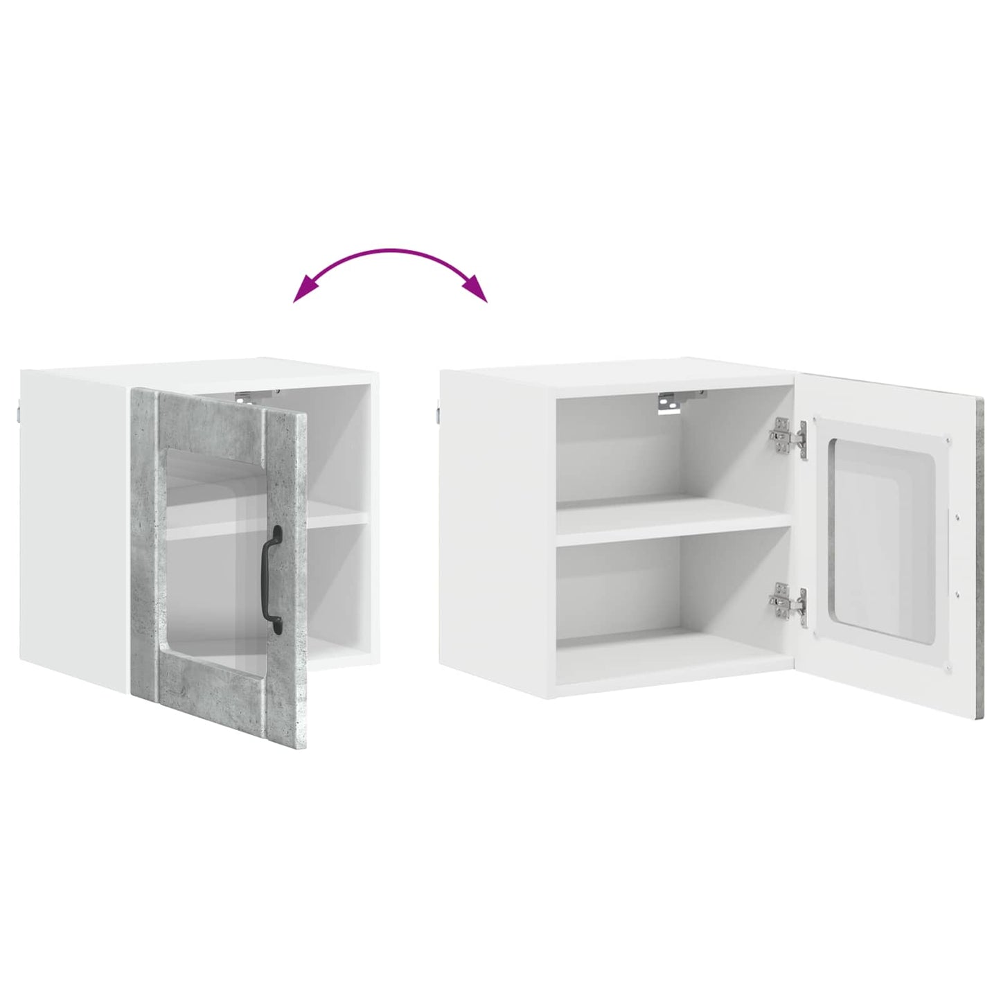 Wandglas-Schrank LUCCA 2 stk. Betongrau Holzwerkstoff