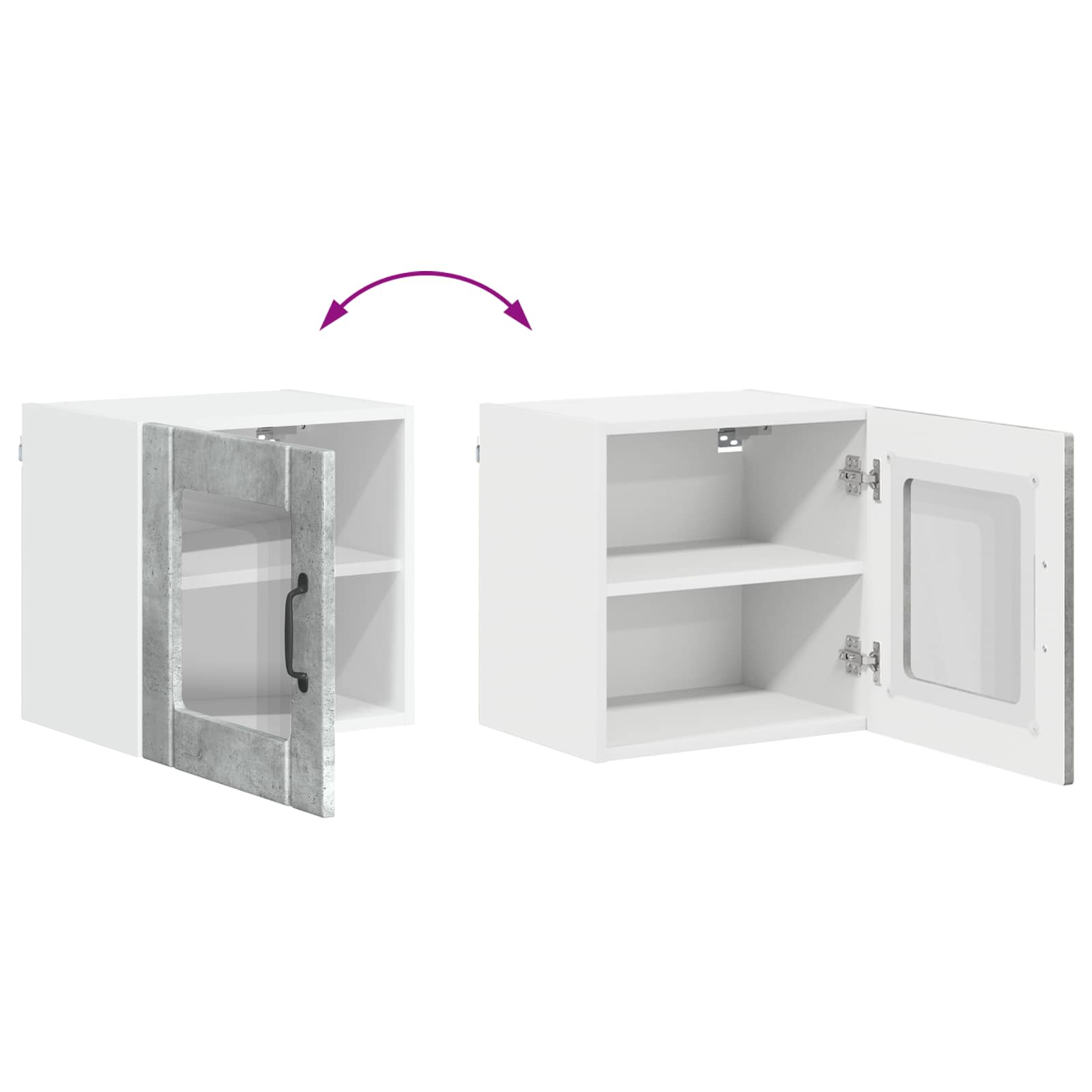 Wandglas-Schrank LUCCA 2 stk. Betongrau Holzwerkstoff