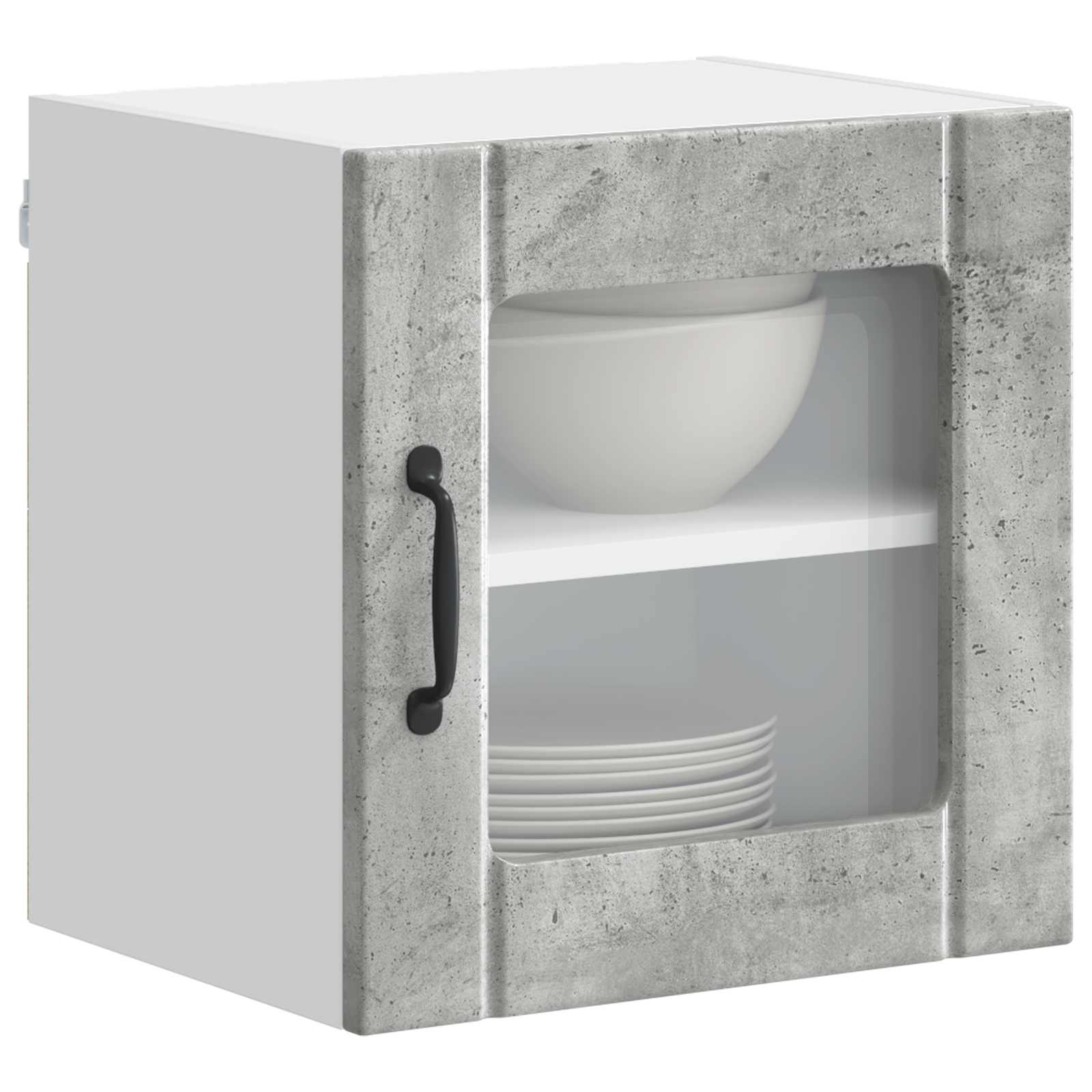 Wandglas-Schrank LUCCA 2 stk. Betongrau Holzwerkstoff