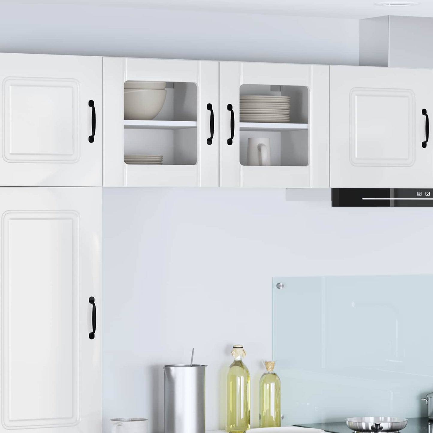 Wandglas-Schrank LUCCA 2 stk. Hochglanz Weiß Holzwerkstoff