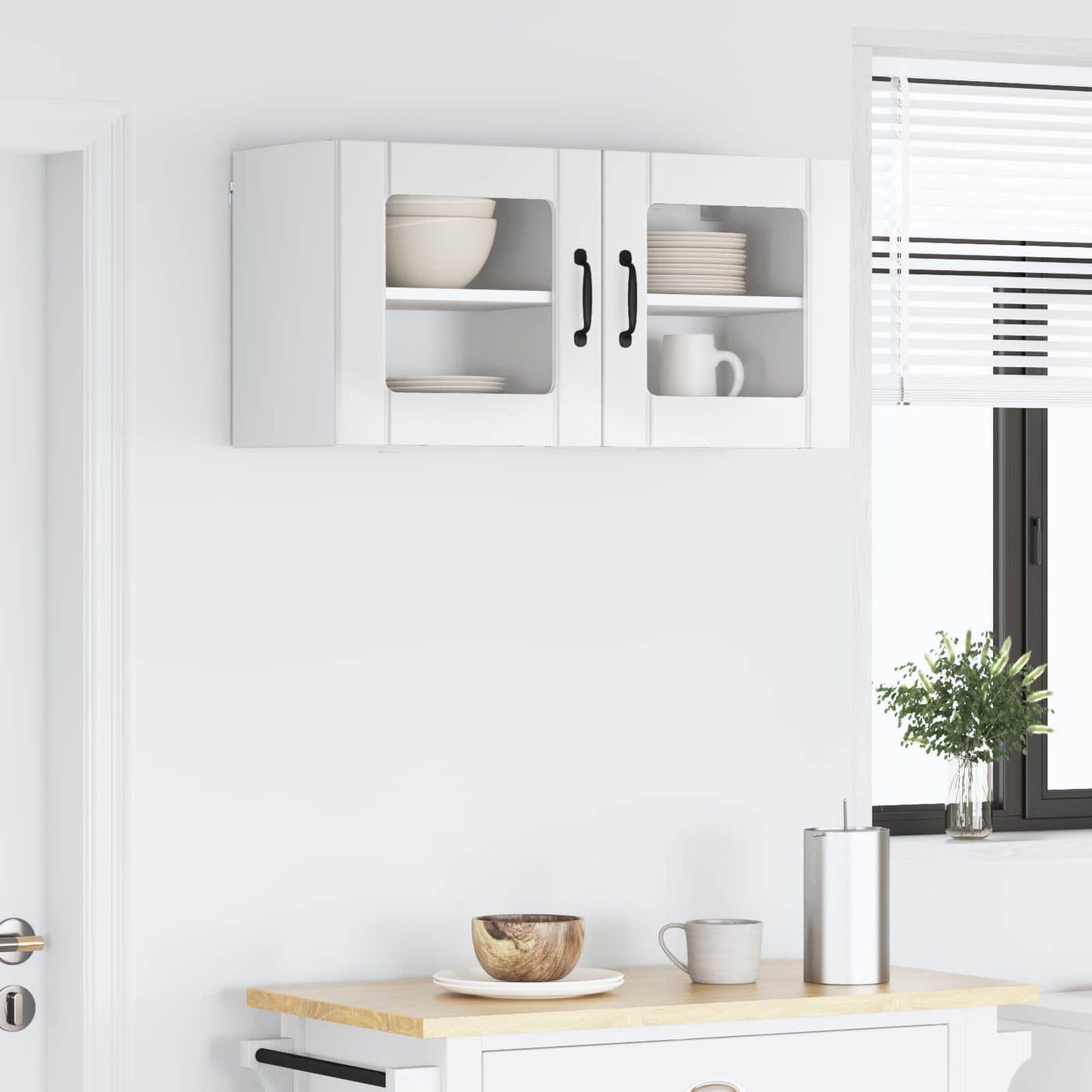 Wandglas-Schrank LUCCA 2 stk. Hochglanz Weiß Holzwerkstoff
