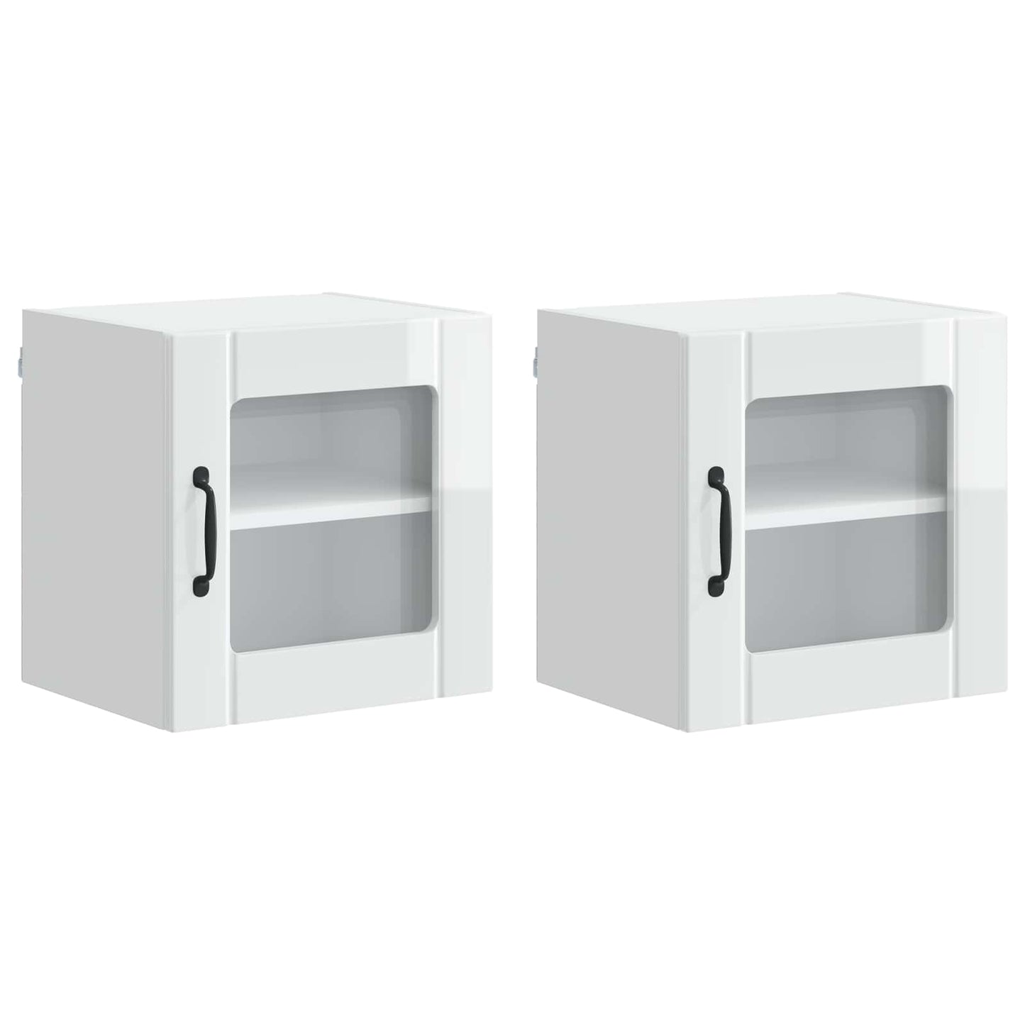 Wandglas-Schrank LUCCA 2 stk. Hochglanz Weiß Holzwerkstoff