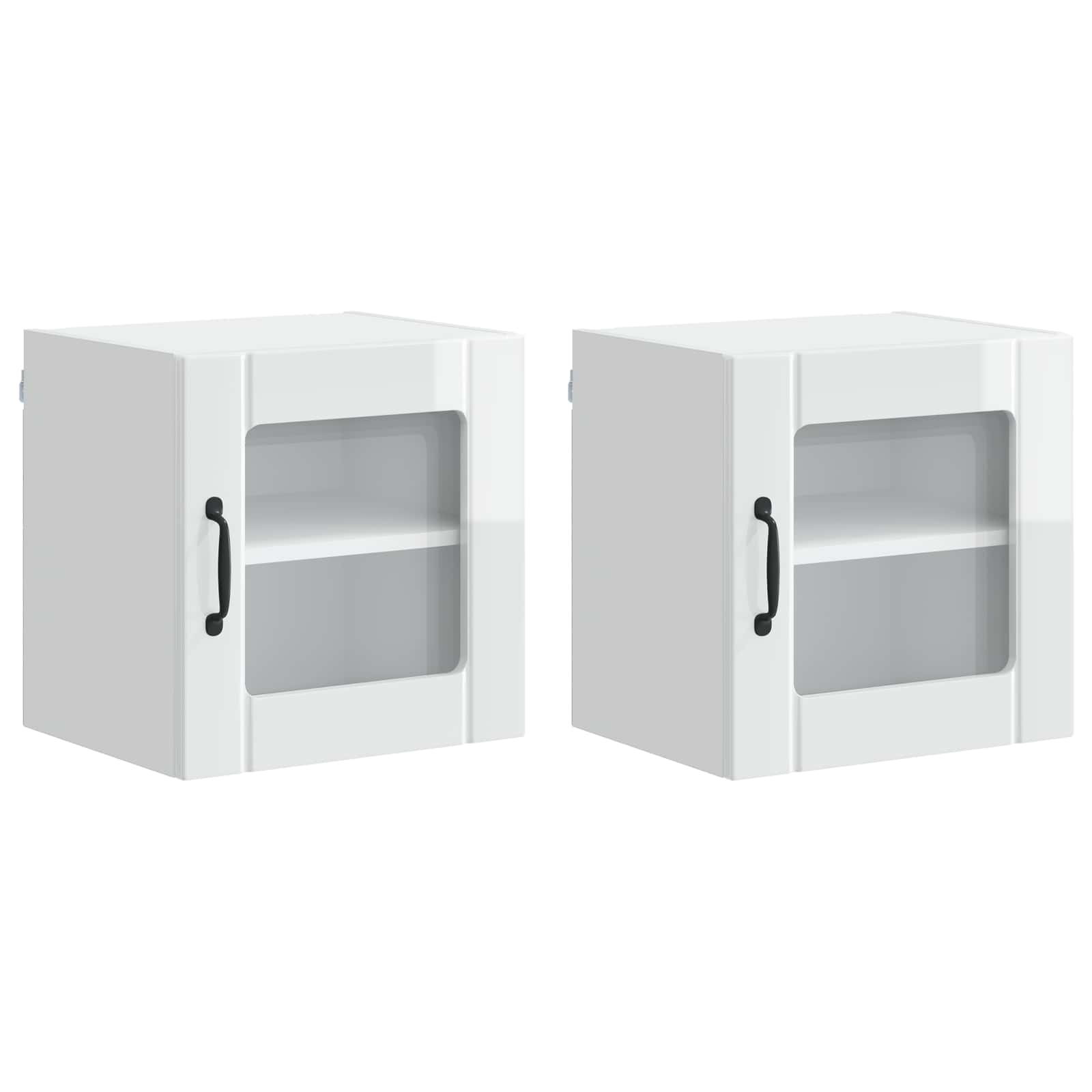 Wandglas-Schrank LUCCA 2 stk. Hochglanz Weiß Holzwerkstoff