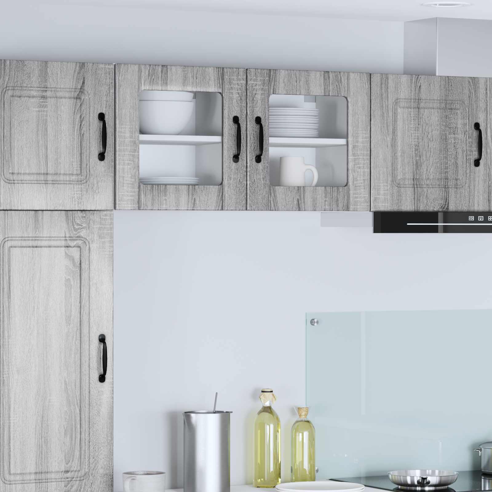 Wandglas-Schrank LUCCA 2 stk. Graues Sonoma Holzwerkstoff