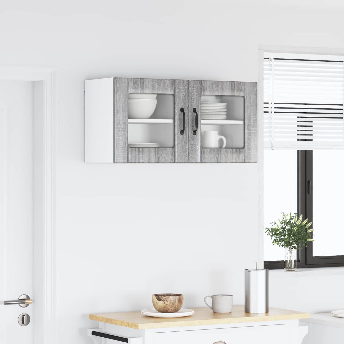 Wandglas-Schrank LUCCA 2 stk. Graues Sonoma Holzwerkstoff