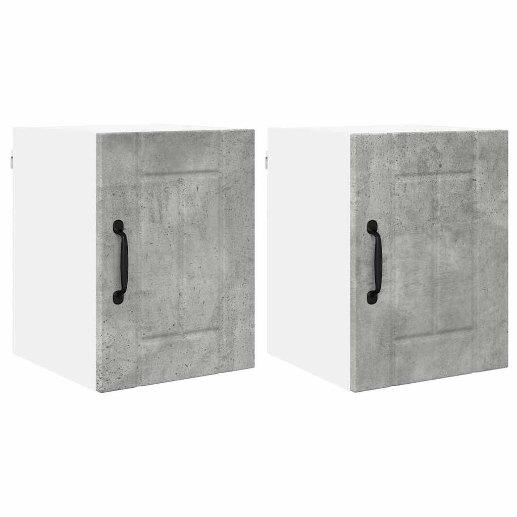 Küchenhängeschrank mit Regal 2 pcs Beton Grau 30 x 31 x 40 cm