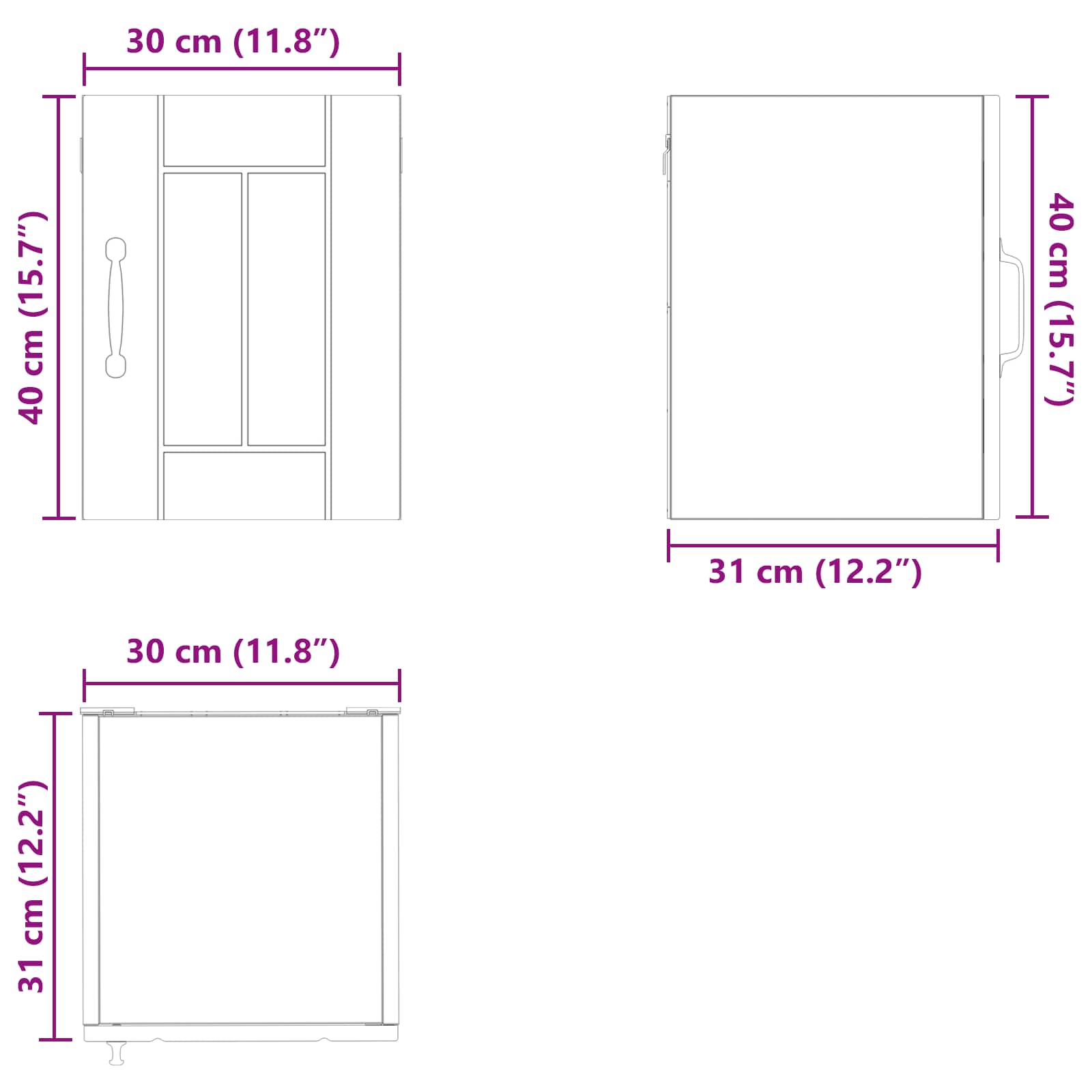 Wandschrank LUCCA Hochglanz Weiß 30 x 31 x 40 cm Holzwerkstoff