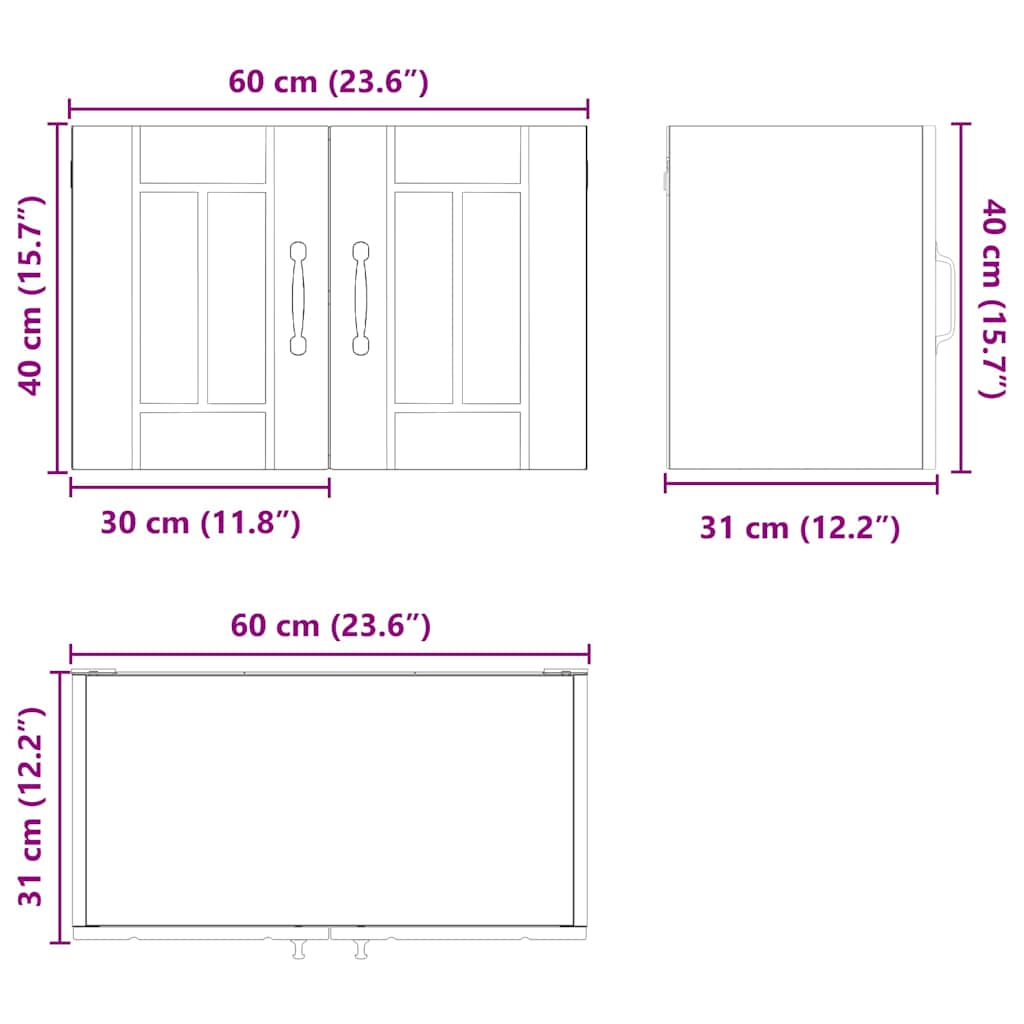 Wandschrank LUCCA 2 stk. Schwarz Holzwerkstoff