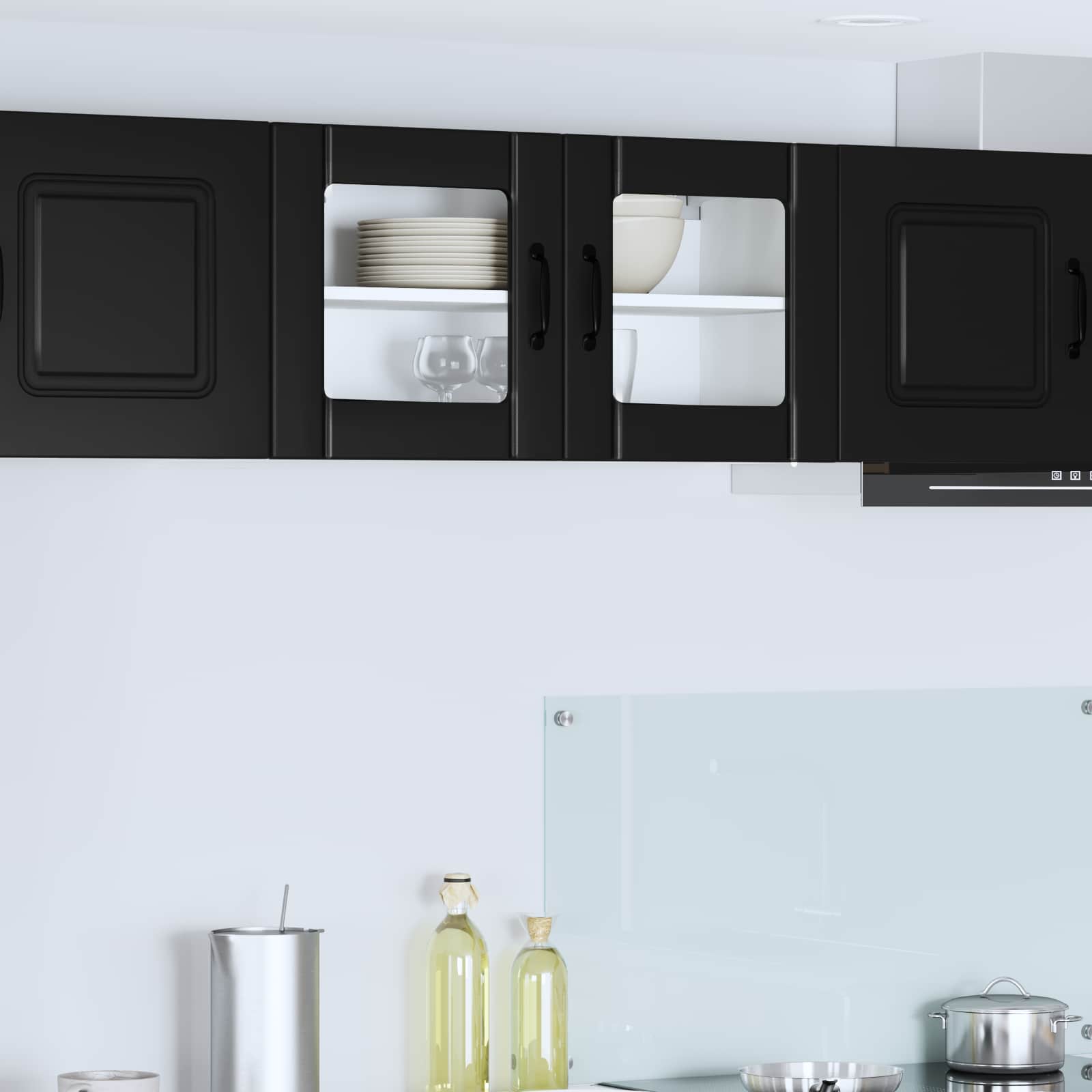 Wandglas-Schrank LUCCA Schwarz 80 x 31 x 40 cm Holzwerkstoff