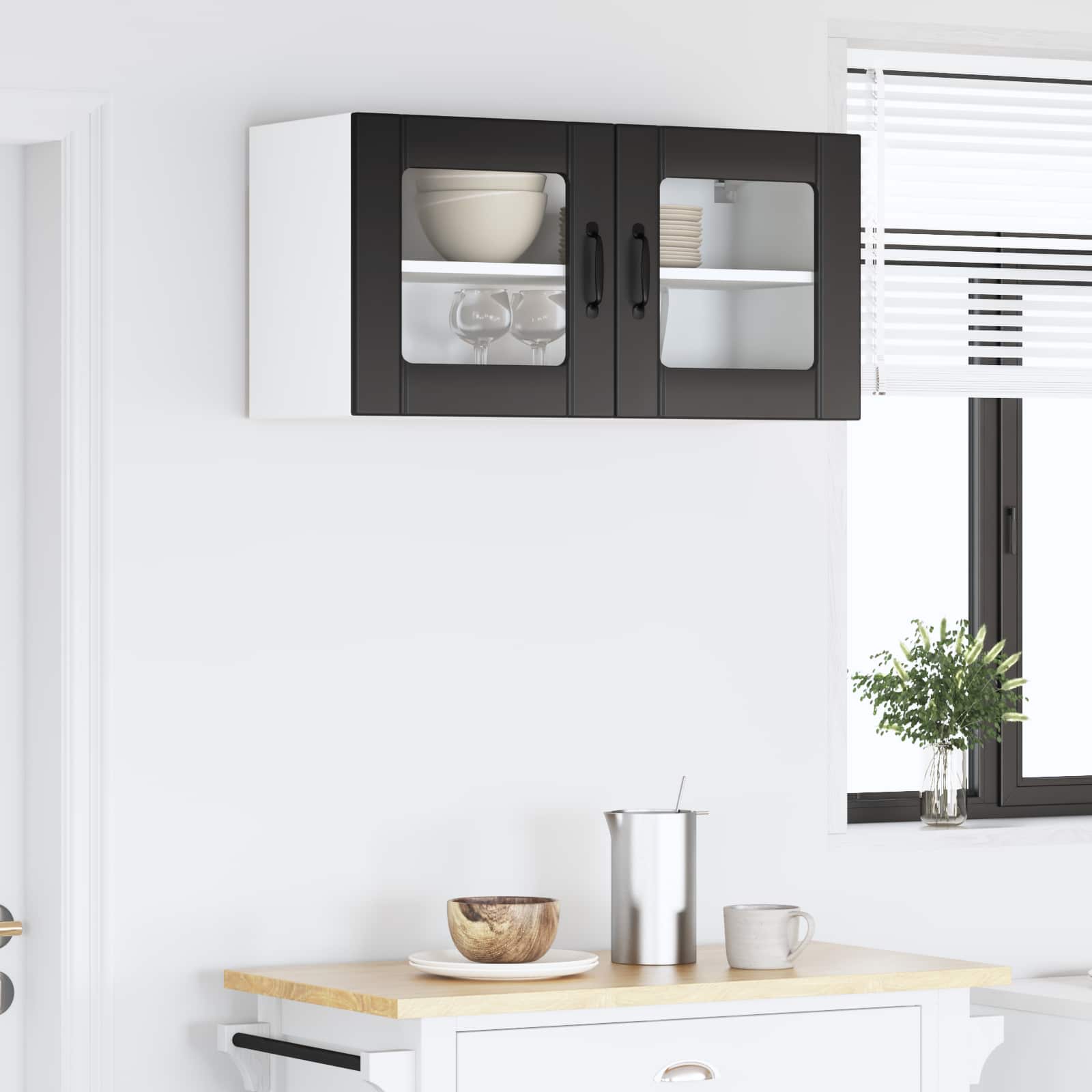 Wandglas-Schrank LUCCA Schwarz 80 x 31 x 40 cm Holzwerkstoff