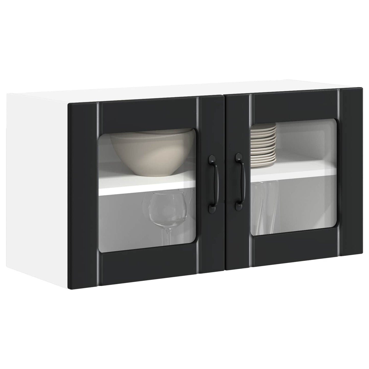 Wandglas-Schrank LUCCA Schwarz 80 x 31 x 40 cm Holzwerkstoff