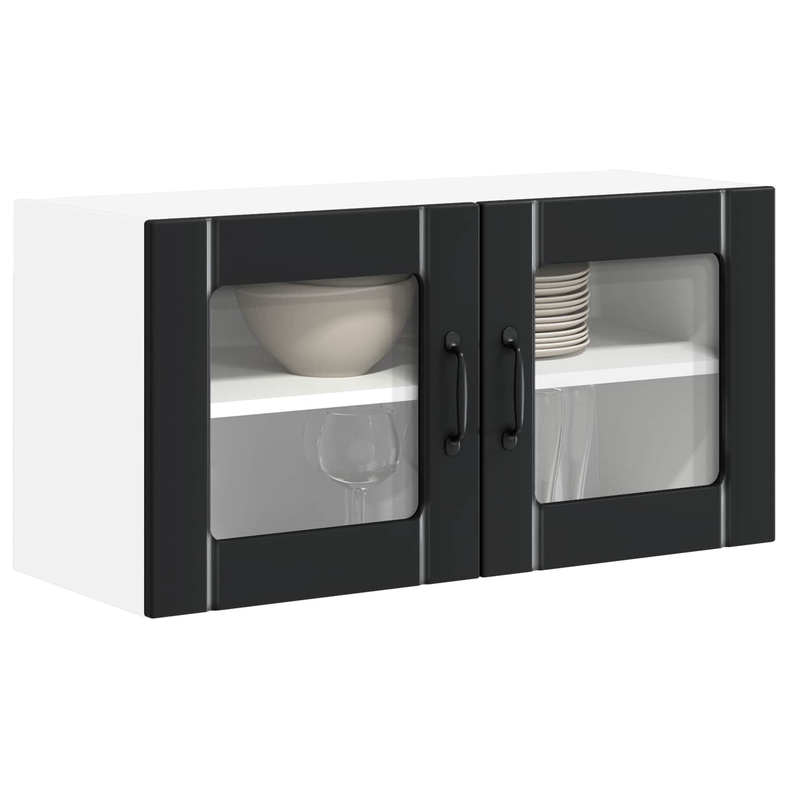 Wandglas-Schrank LUCCA Schwarz 80 x 31 x 40 cm Holzwerkstoff