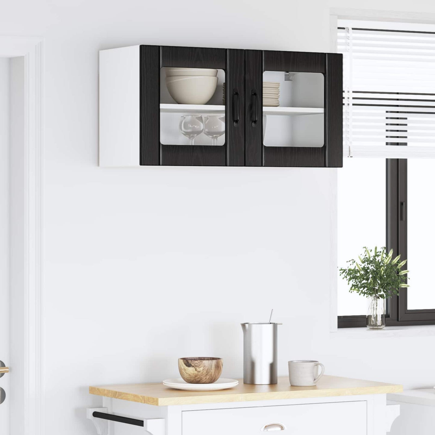 Wandglas-Schrank LUCCA Schwarze Eiche 80 x 31 x 40 cm