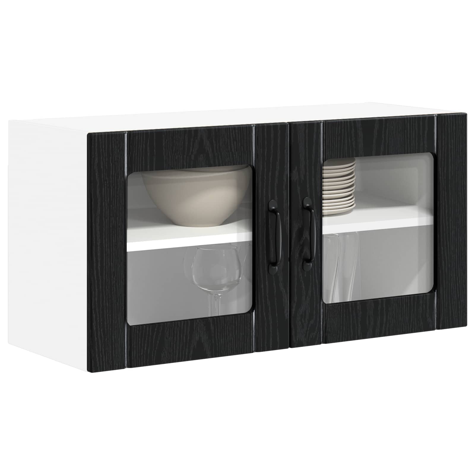 Wandglas-Schrank LUCCA Schwarze Eiche 80 x 31 x 40 cm