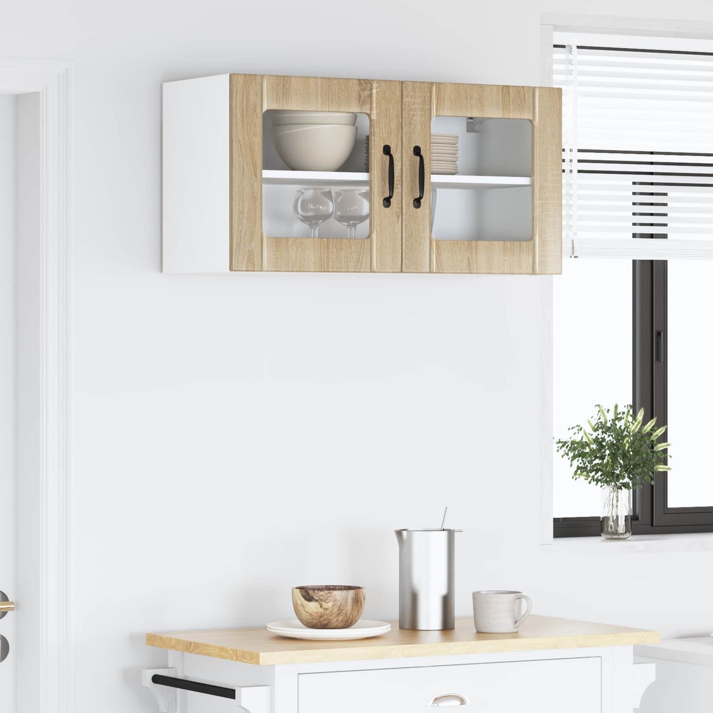 Wandglas-Schrank LUCCA Sonoma-Eiche 80 x 31 x 40 cm