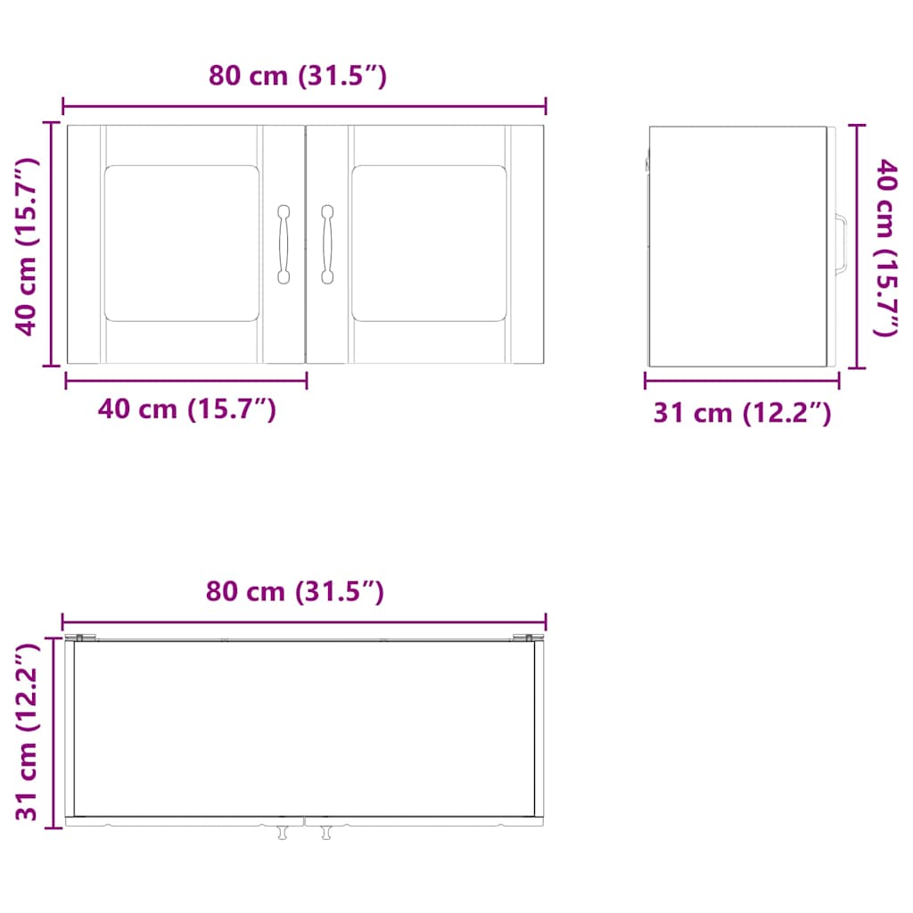 Wandglas-Schrank LUCCA Sonoma-Eiche 80 x 31 x 40 cm