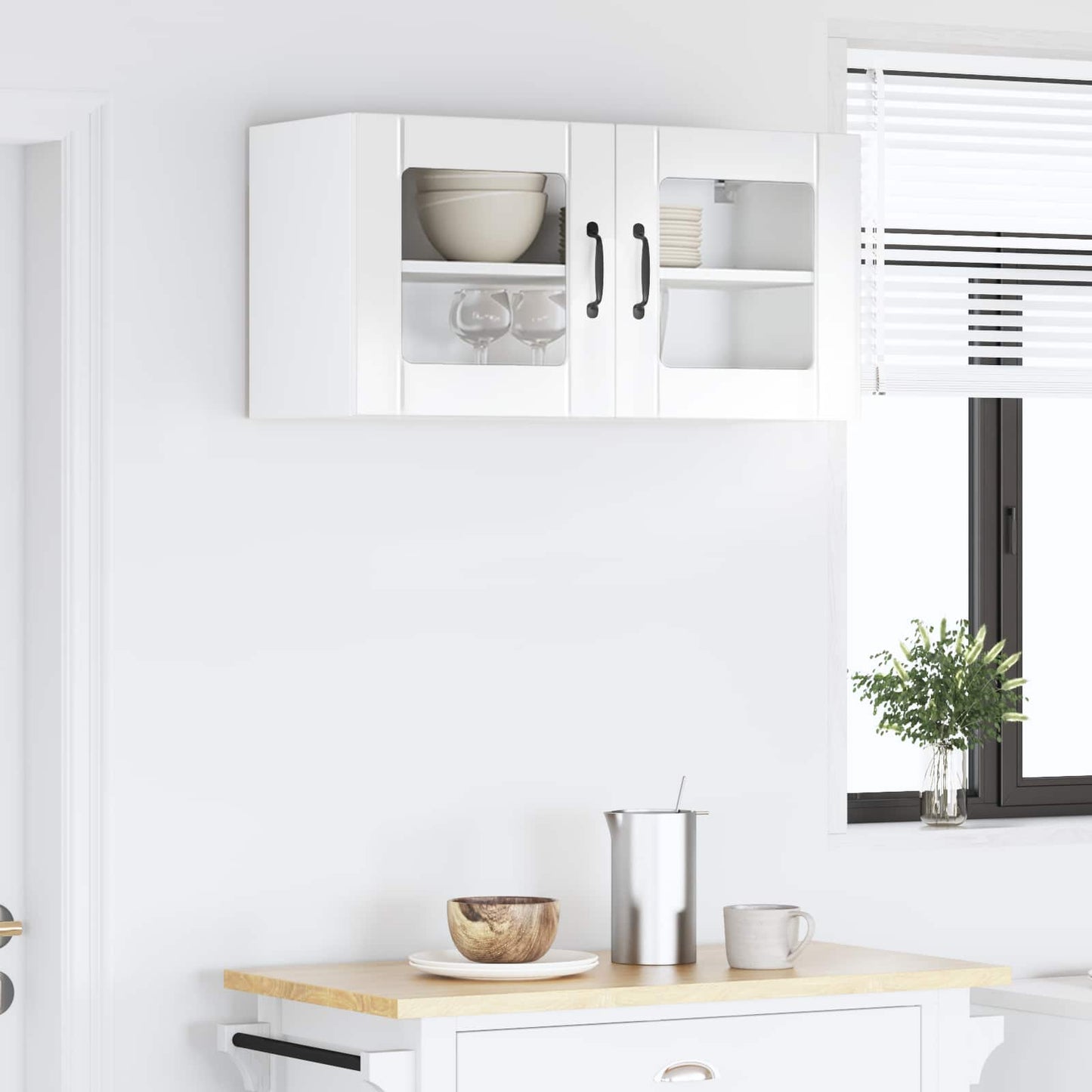 Wandglas-Schrank LUCCA Hochglanz Weiß 80 x 31 x 40 cm