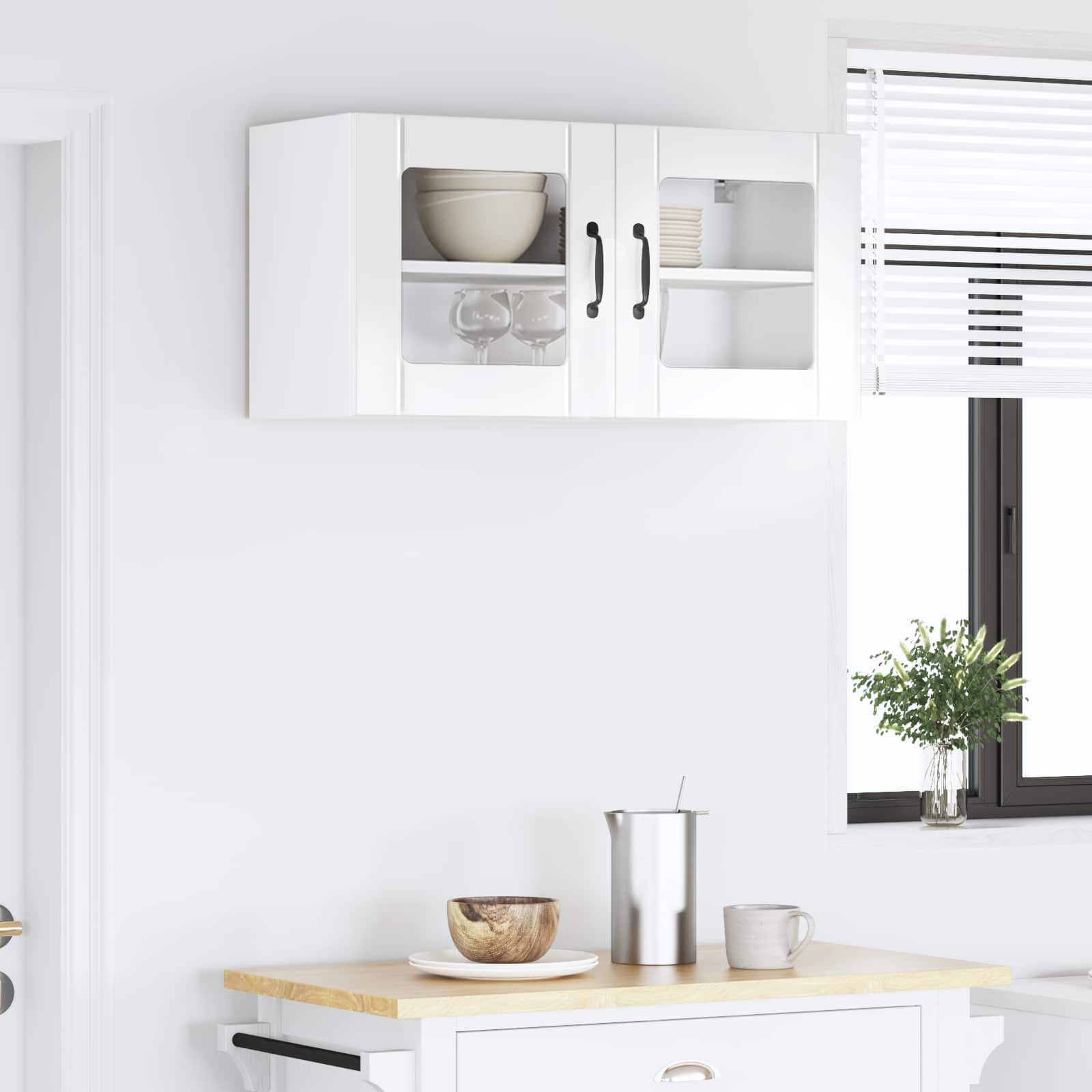 Wandglas-Schrank LUCCA Hochglanz Weiß 80 x 31 x 40 cm