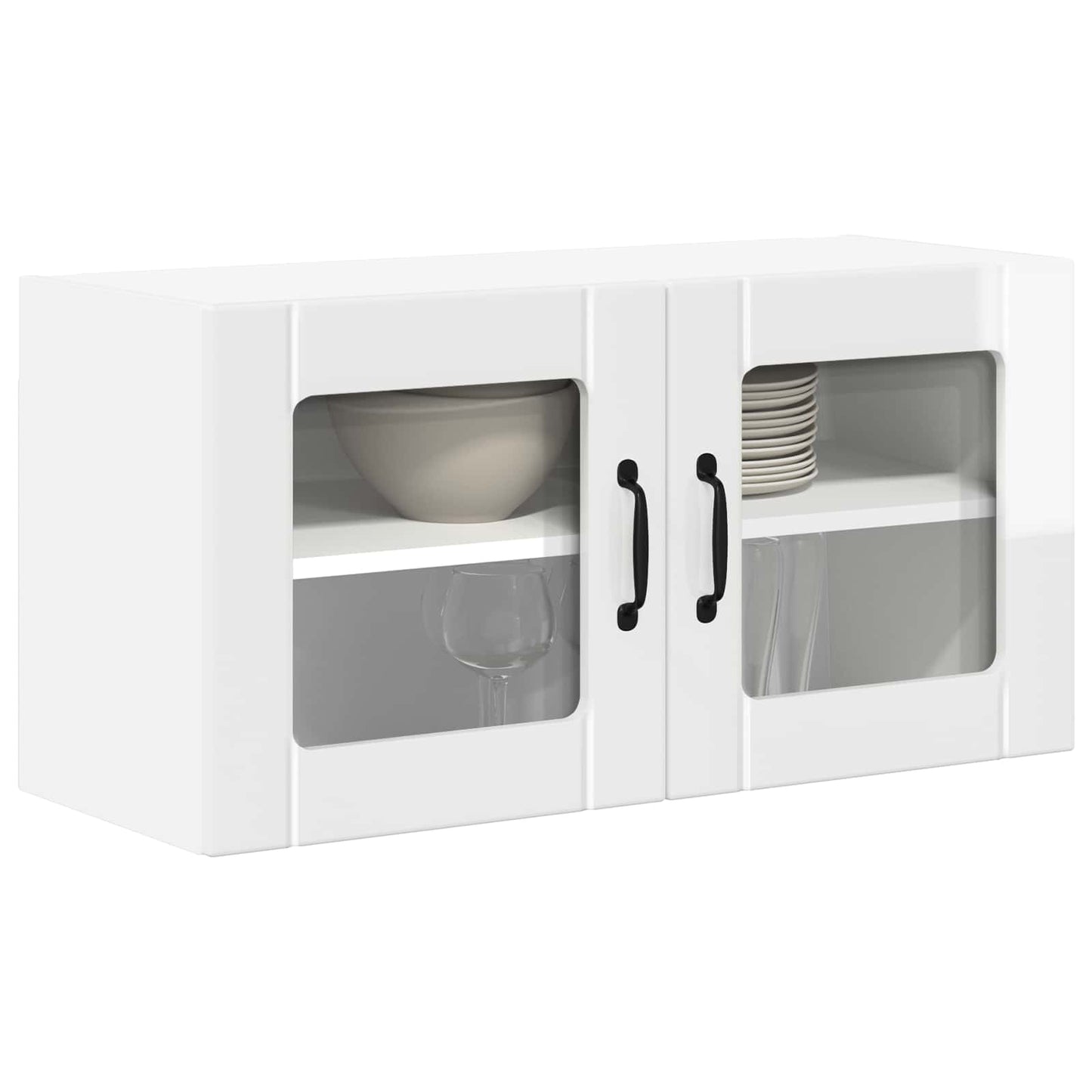 Wandglas-Schrank LUCCA Hochglanz Weiß 80 x 31 x 40 cm