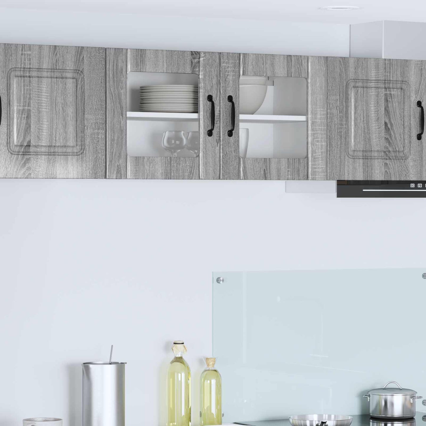 Wandglas-Schrank LUCCA Graues Sonoma 80 x 31 x 40 cm