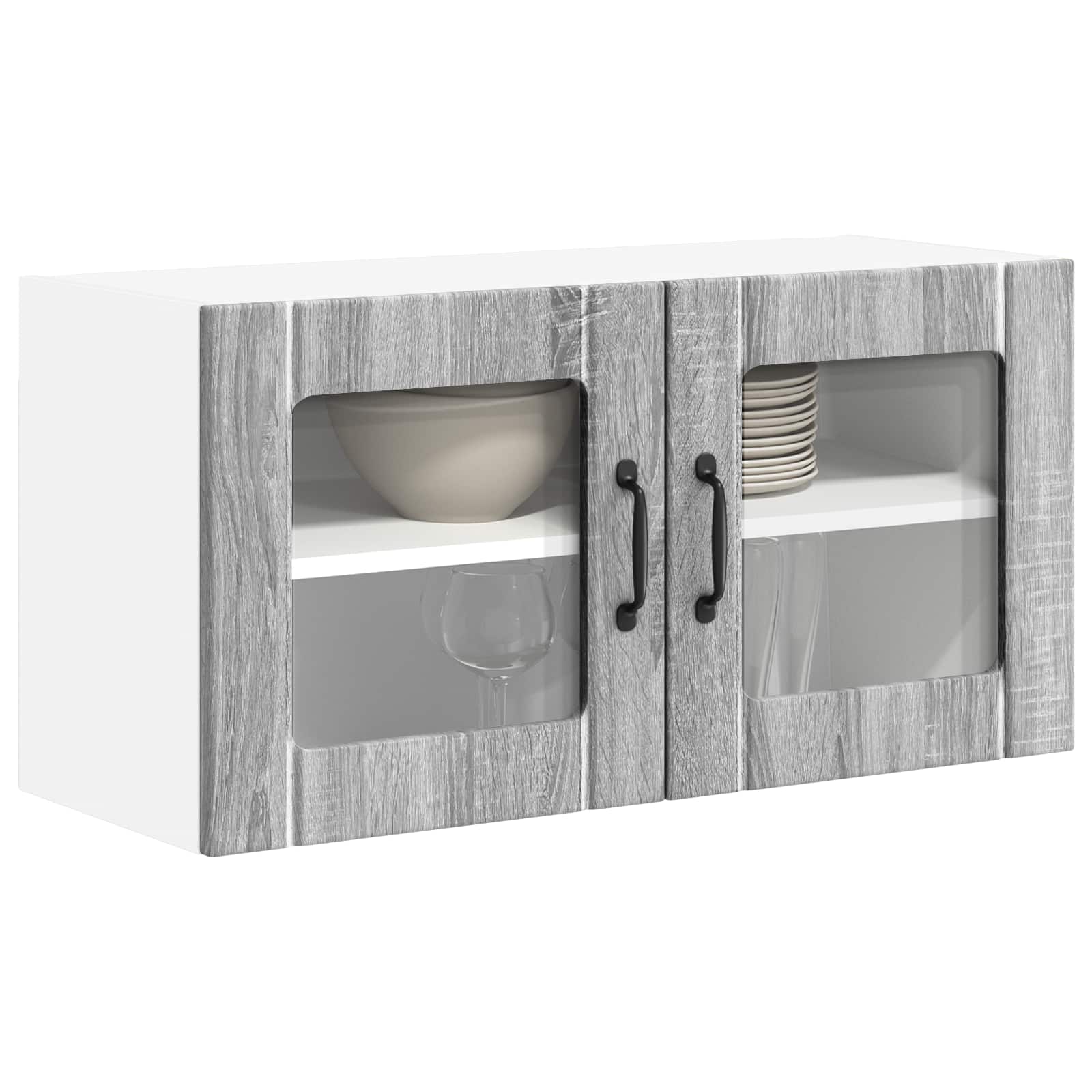 Wandglas-Schrank LUCCA Graues Sonoma 80 x 31 x 40 cm