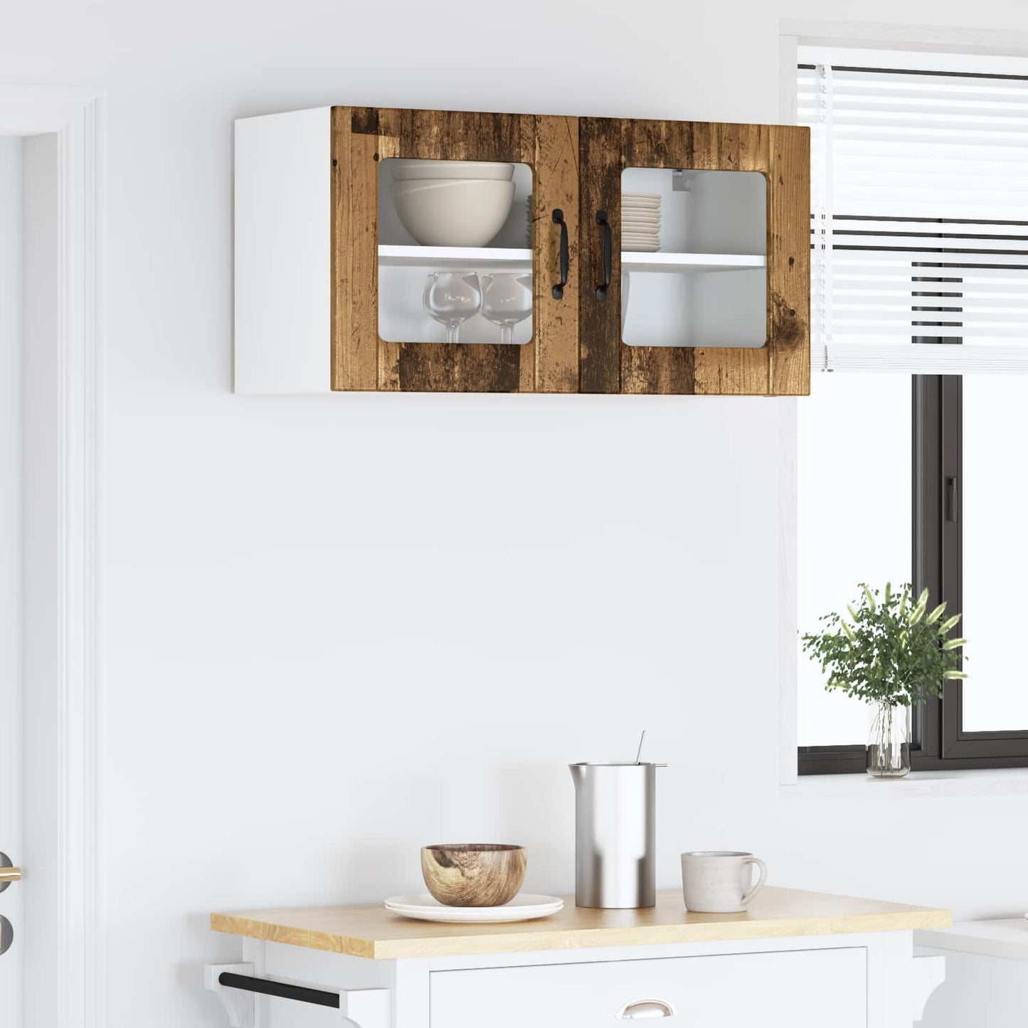 Wandglas-Schrank LUCCA Altholz 80 x 31 x 40 cm Holzwerkstoff