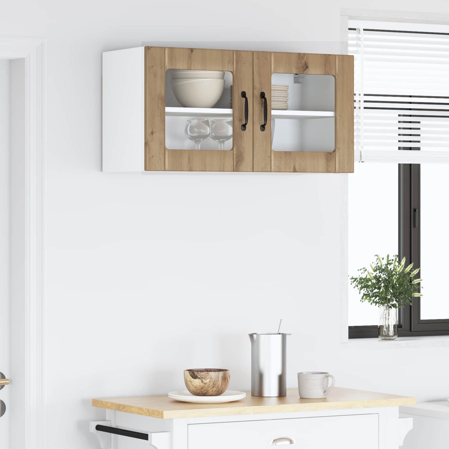 Wandglas-Schrank LUCCA Artisan-Eiche 80 x 31 x 40 cm