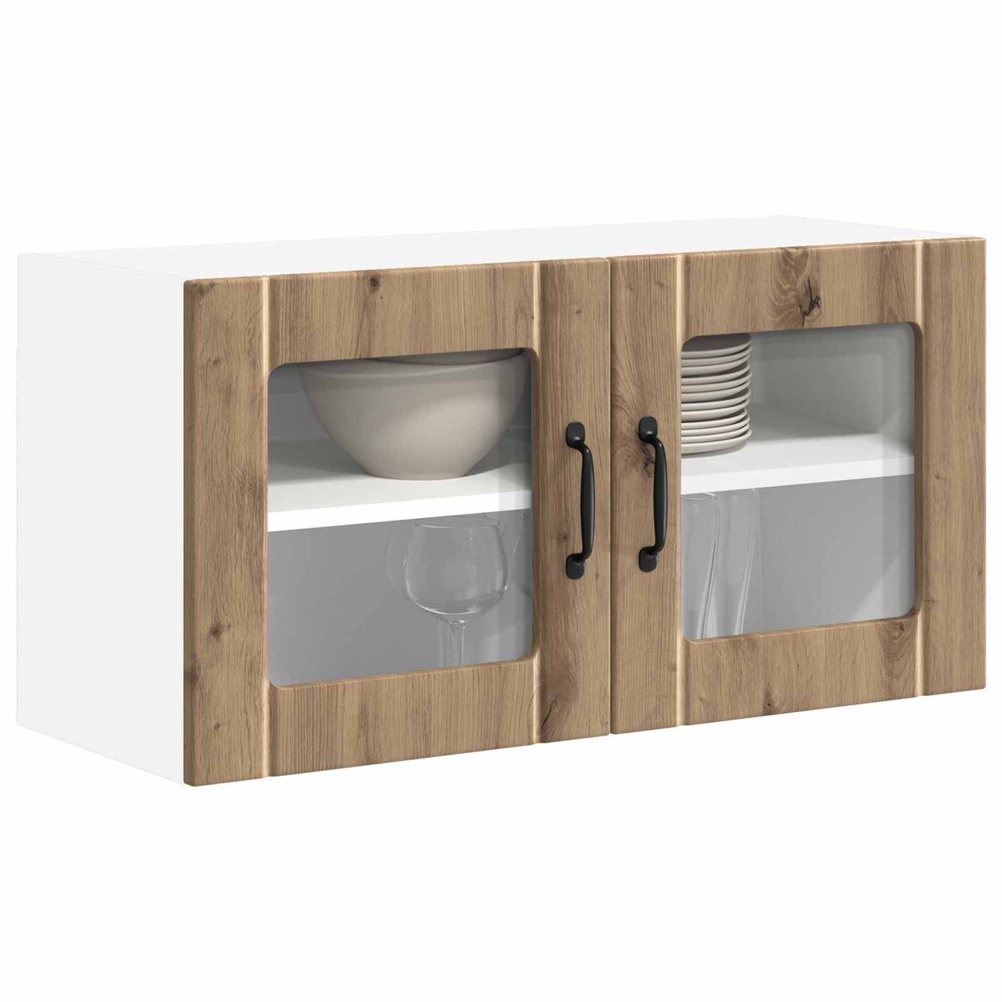 Wandglas-Schrank LUCCA Artisan-Eiche 80 x 31 x 40 cm