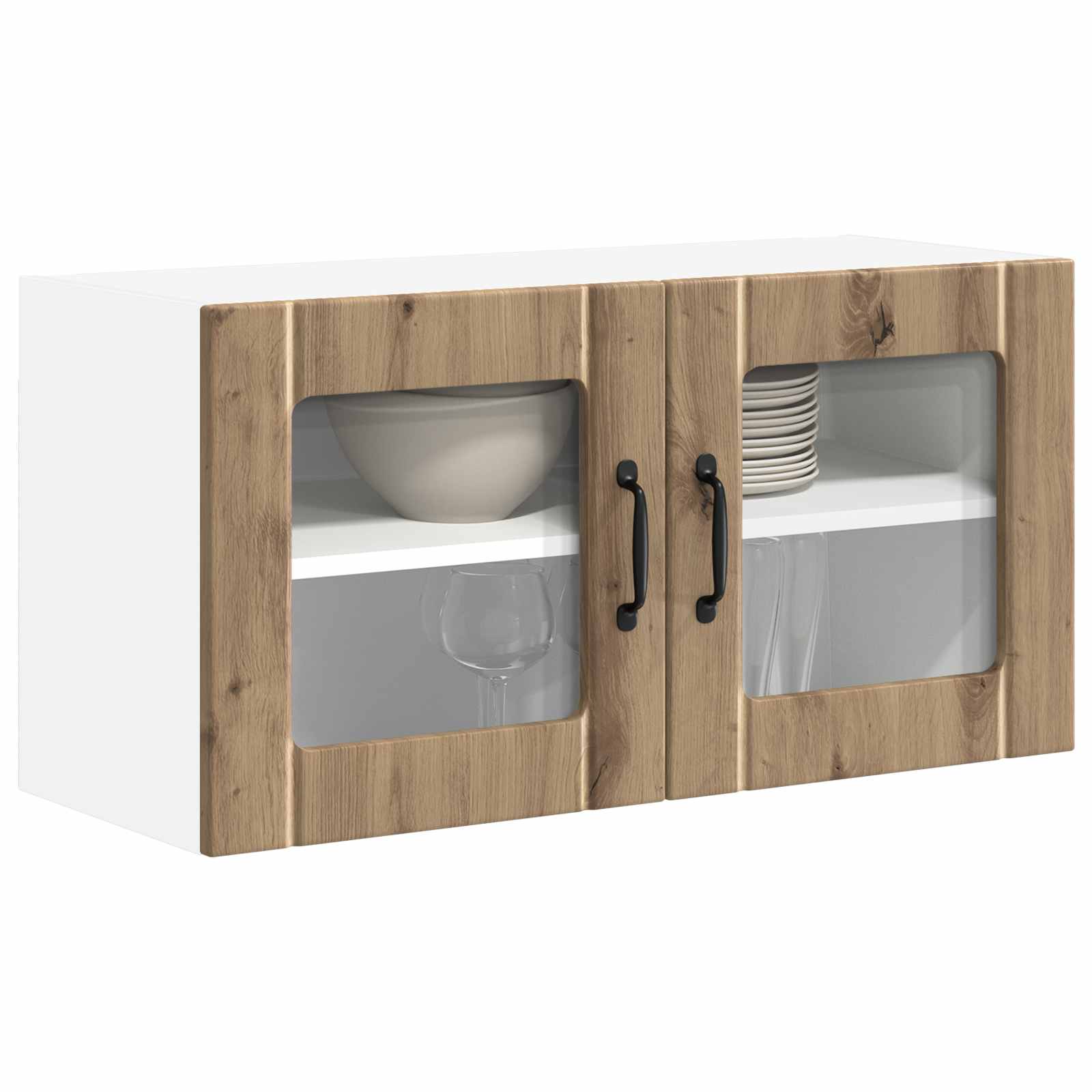 Wandglas-Schrank LUCCA Artisan-Eiche 80 x 31 x 40 cm