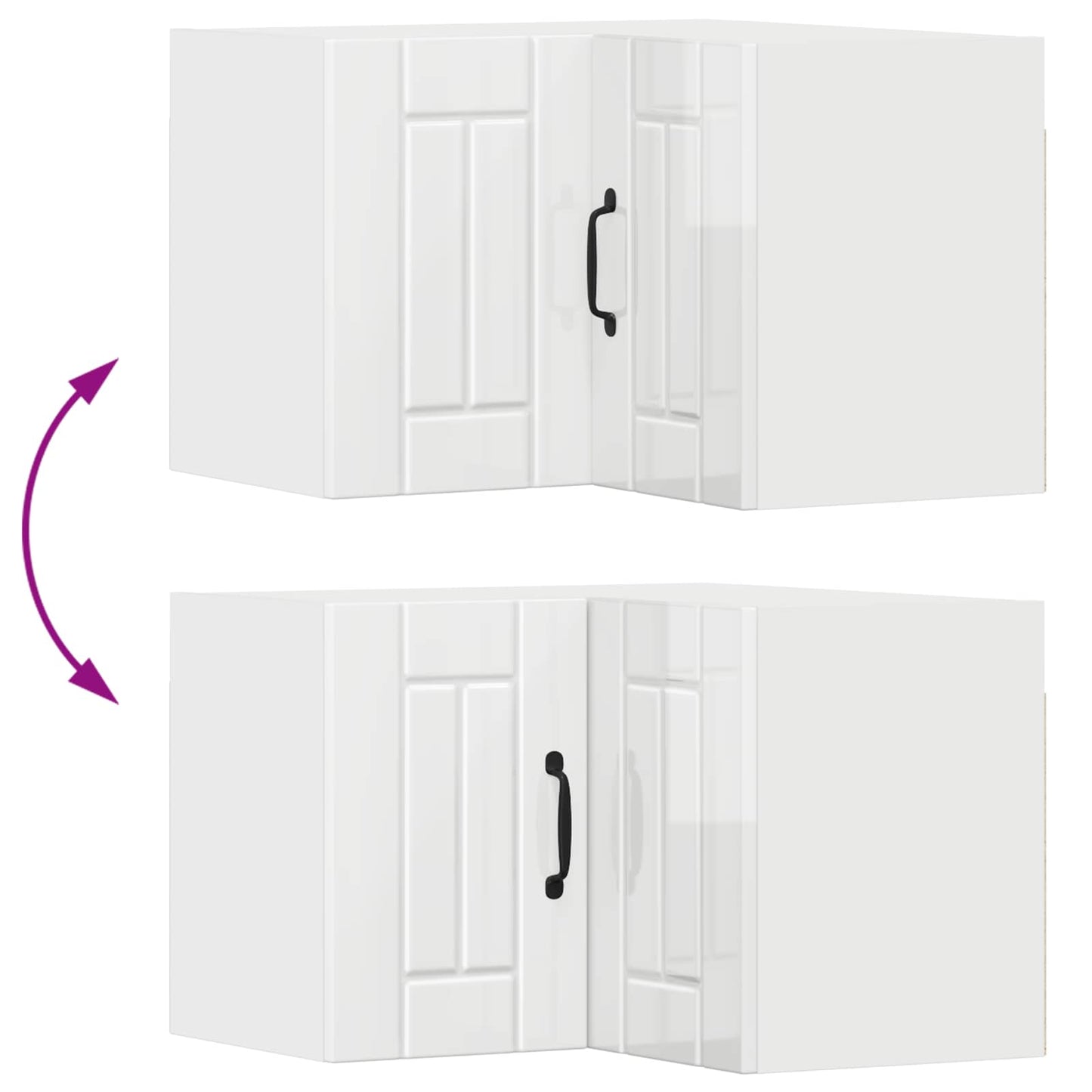Wand-Eckschrank LUCCA Hochglanz Weiß 57 x 57 x 40 cm