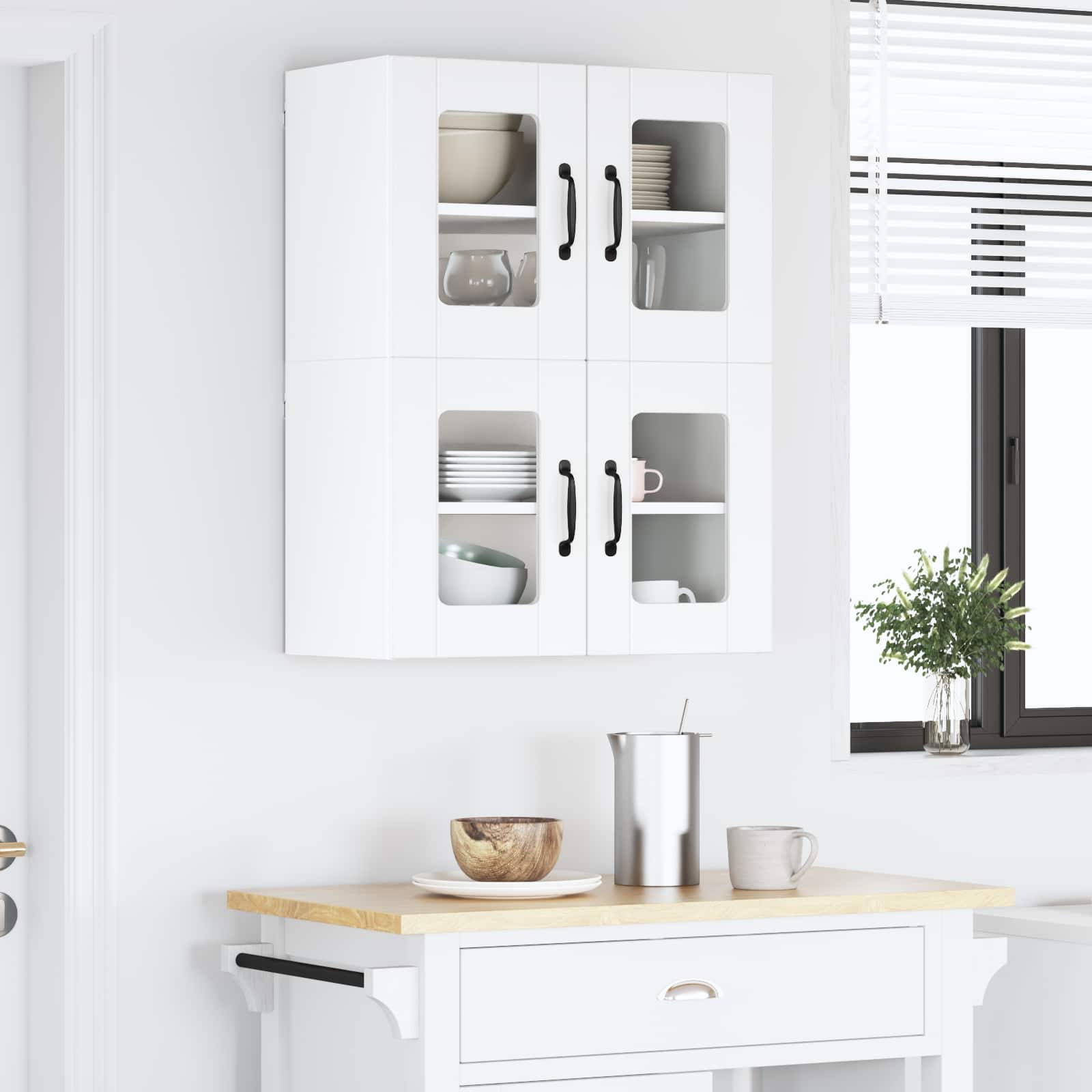 Wandglas-Schrank LUCCA 2 stk. Weiß Holzwerkstoff