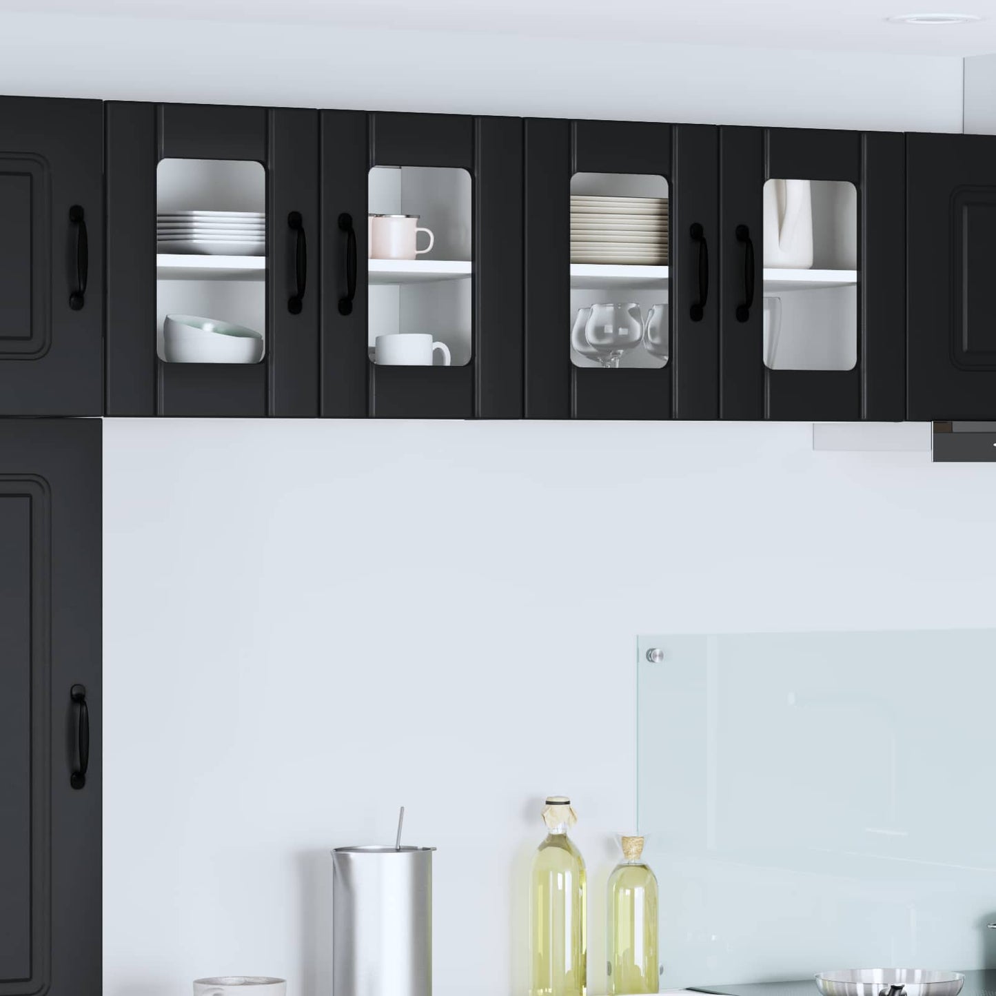 Wandglas-Schrank LUCCA 2 stk. Schwarz Holzwerkstoff